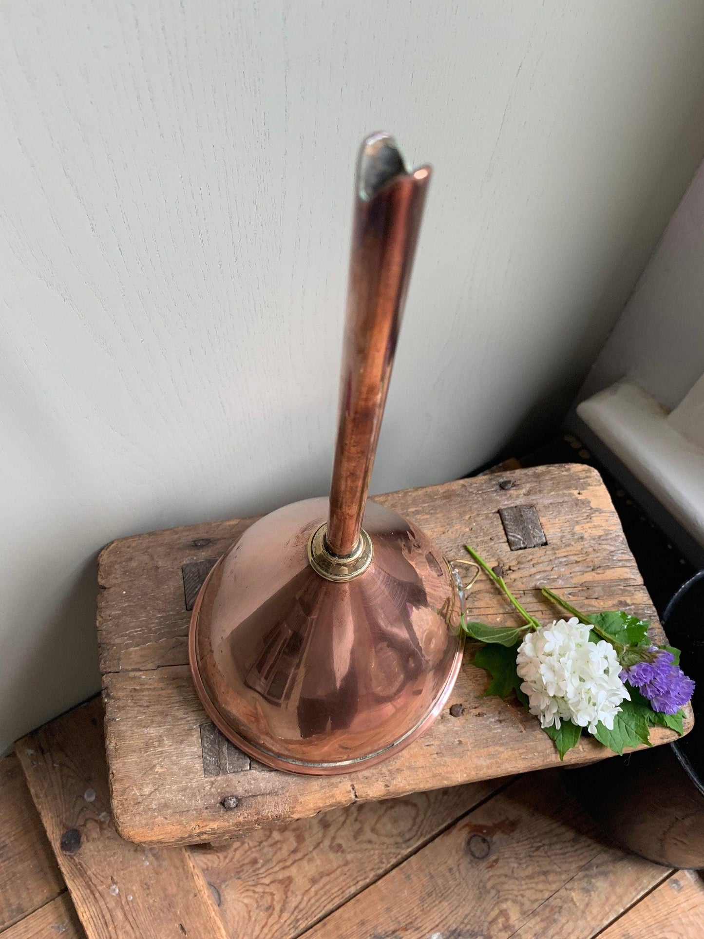 Large Old Copper Funnel, Rustic Decor, Bygone tools