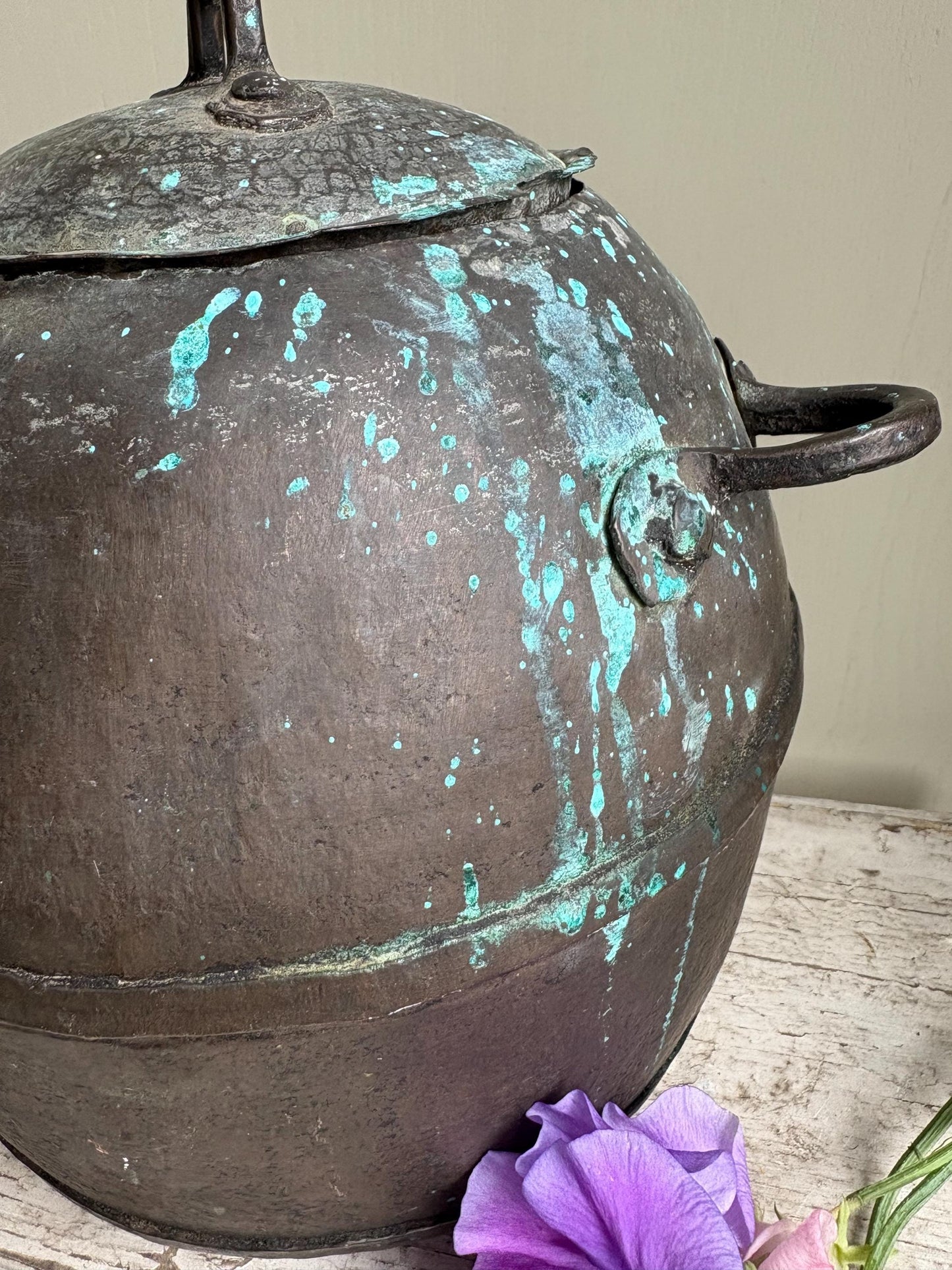 Old French Copper Cauldron, French Copper Cooking Pot, Kitchenalia.