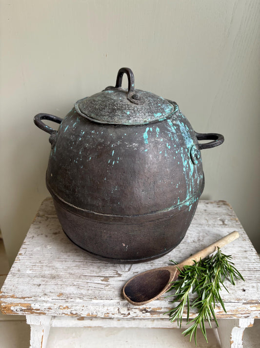 Old French Copper Cauldron, French Copper Cooking Pot, Kitchenalia.