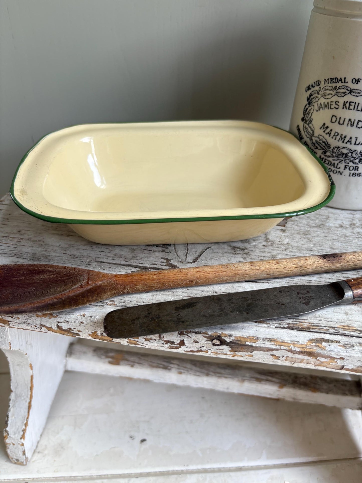 Rectangular Enamelware Pie Dish, Kitchenalia.