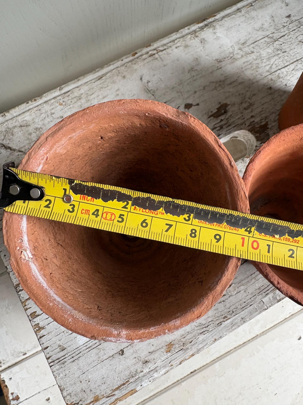 Trio of Three Old Clay Flowerpots, Terracotta Flower Pots.