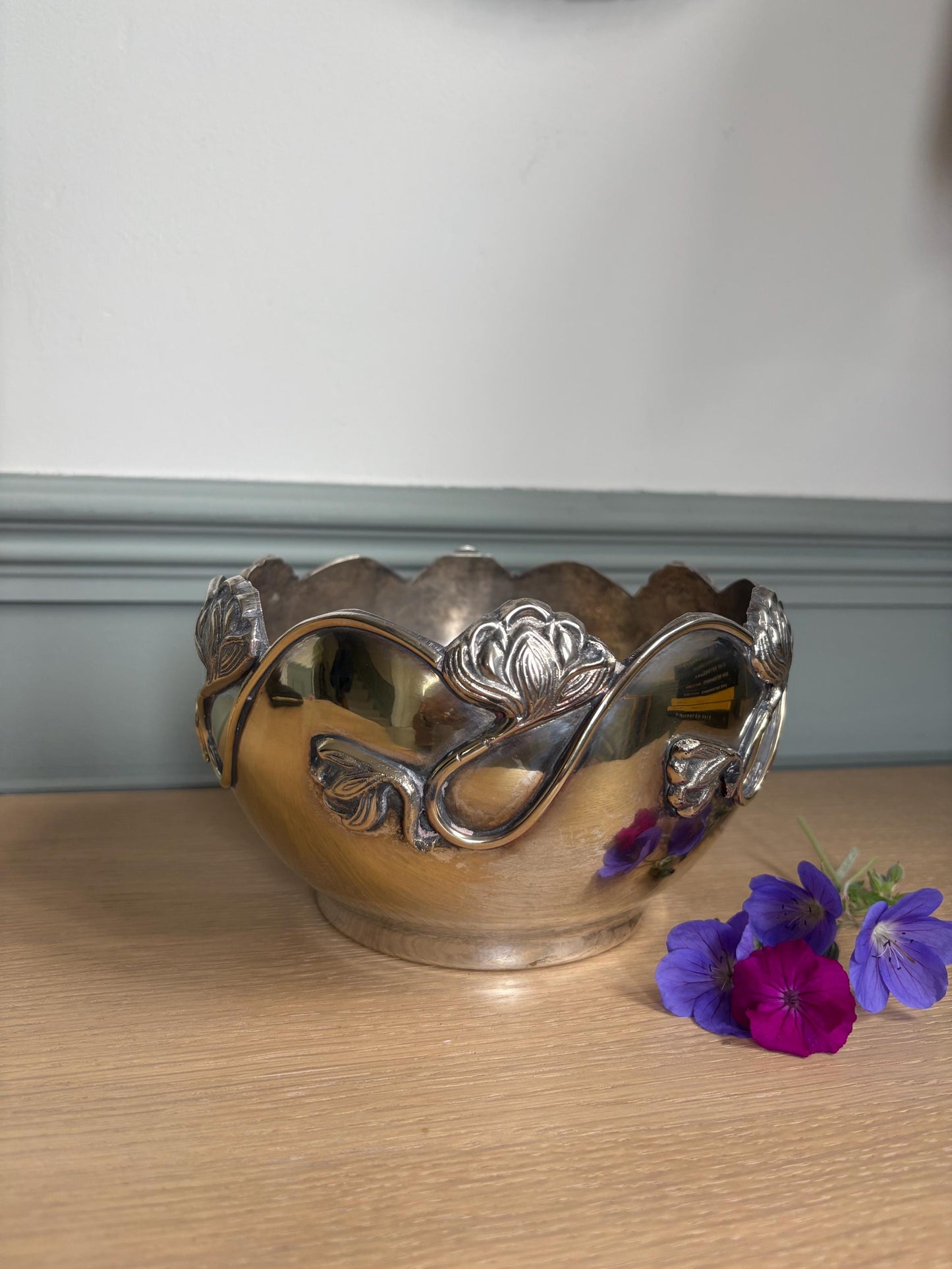 Art Nouveau Silver plated bowl/planter.