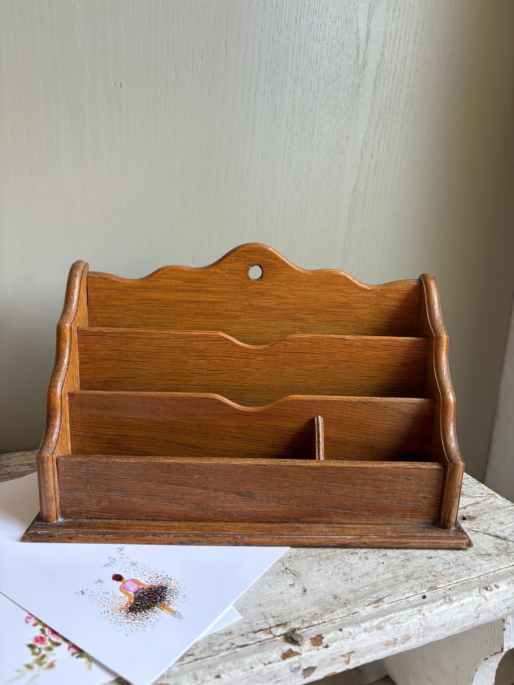 Vintage Wooden Letter Rack, Wall Hanging Letter Rack.