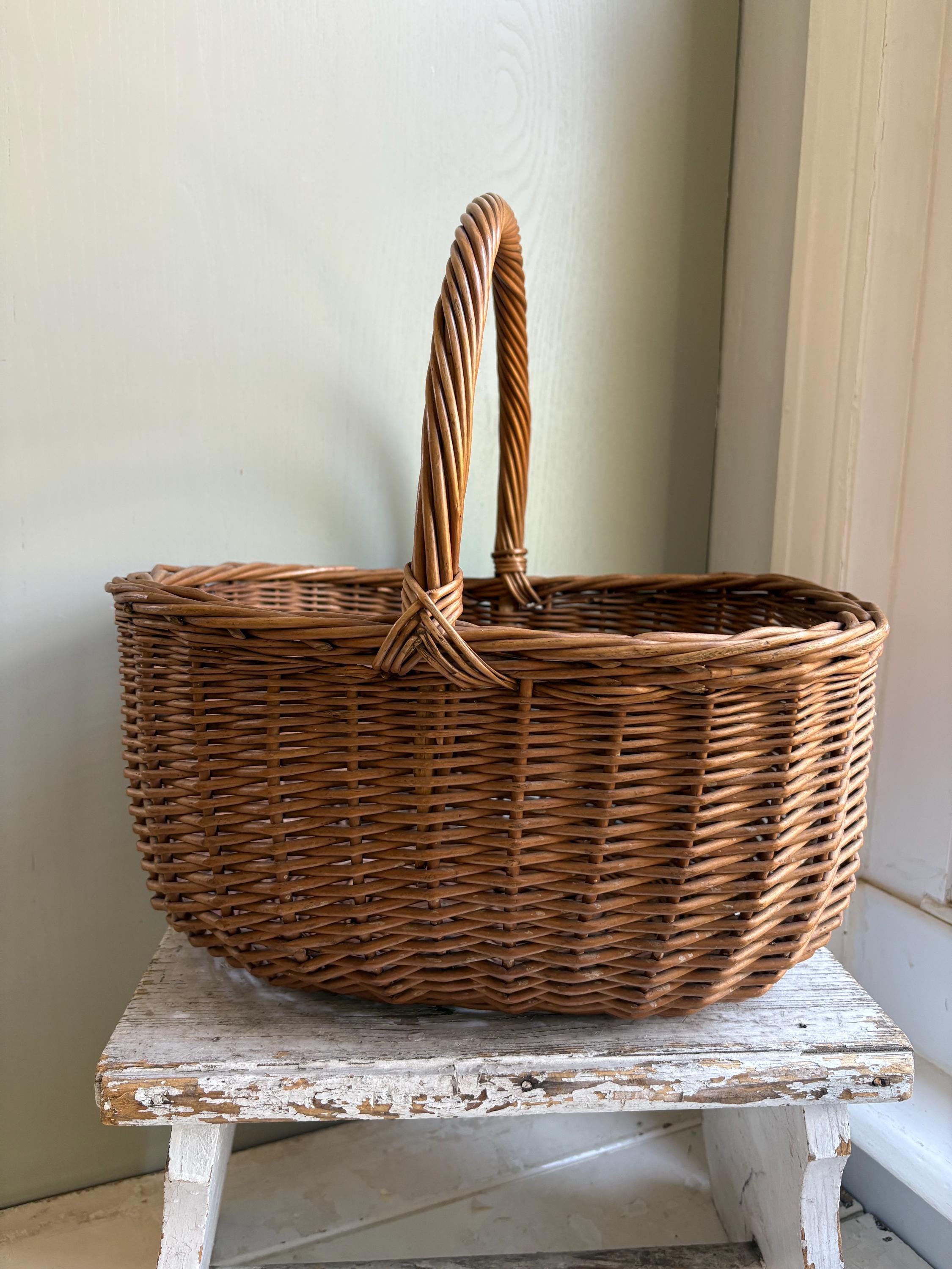 Vintage Wicker Basket, Vintage Shopping Basket