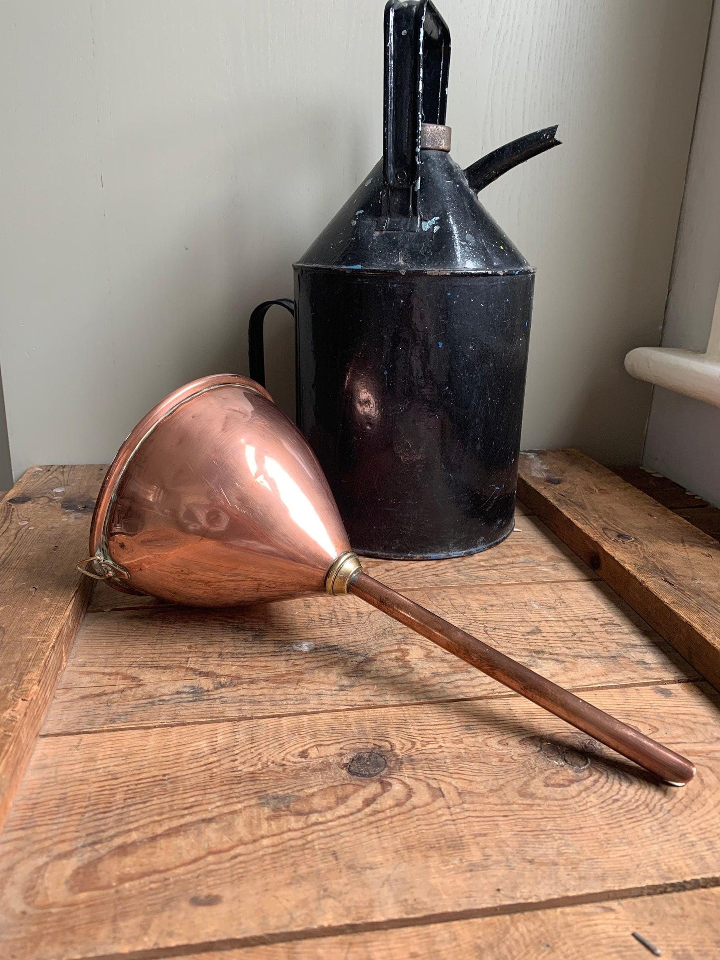 Large Old Copper Funnel, Rustic Decor, Bygone tools