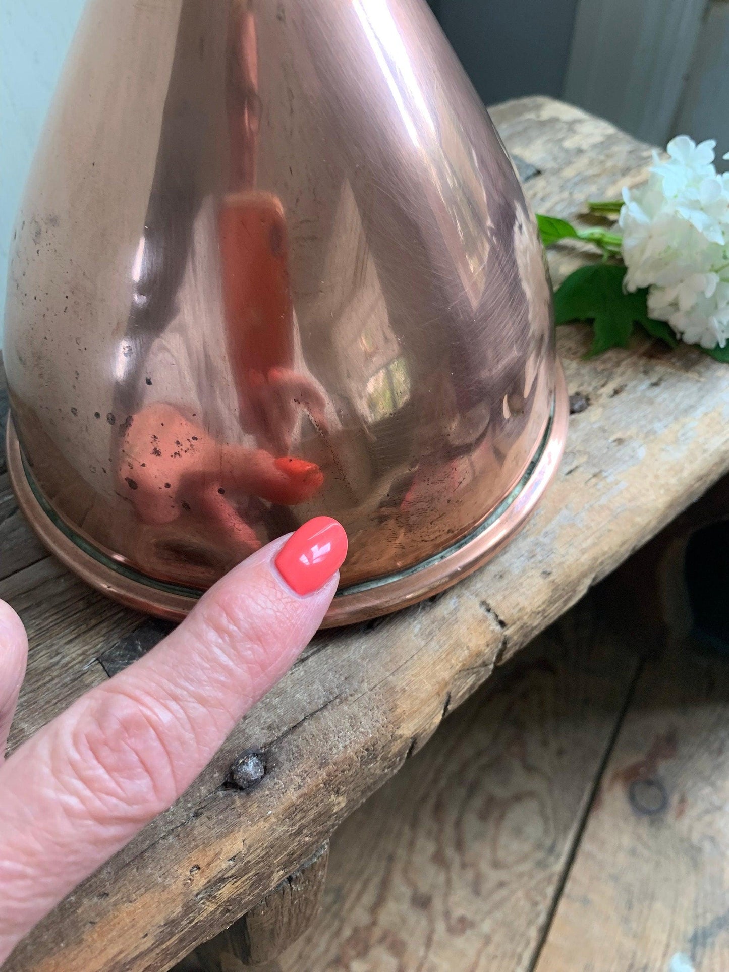 Large Old Copper Funnel, Rustic Decor, Bygone tools