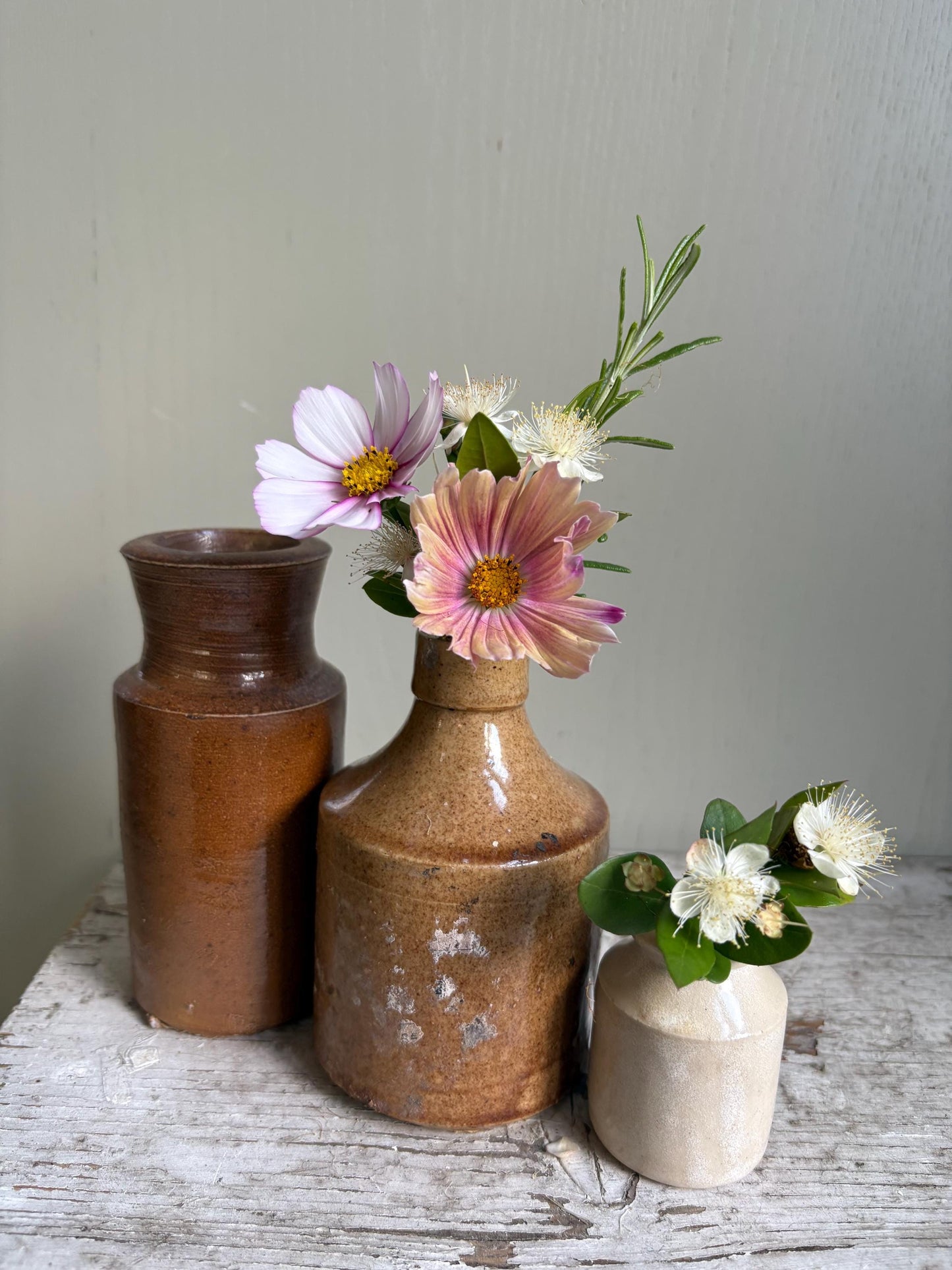 Trio of Stoneware Bottles, Price is for all Three! Bud Vases