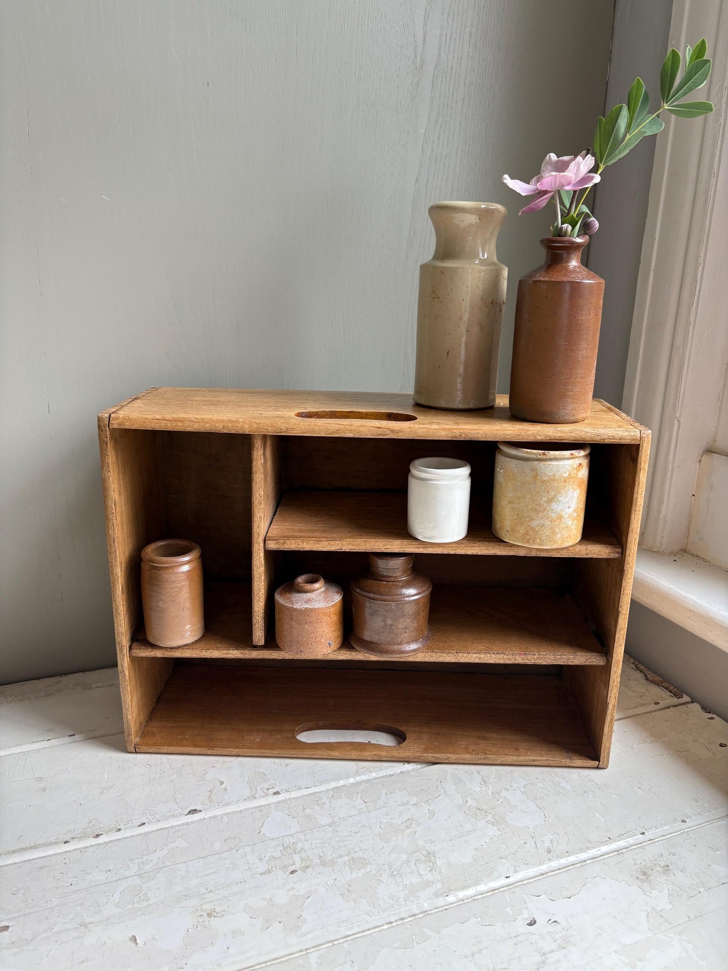 Deep Vintage Cutlery Tray, Cutlery Holder, Shelves.
