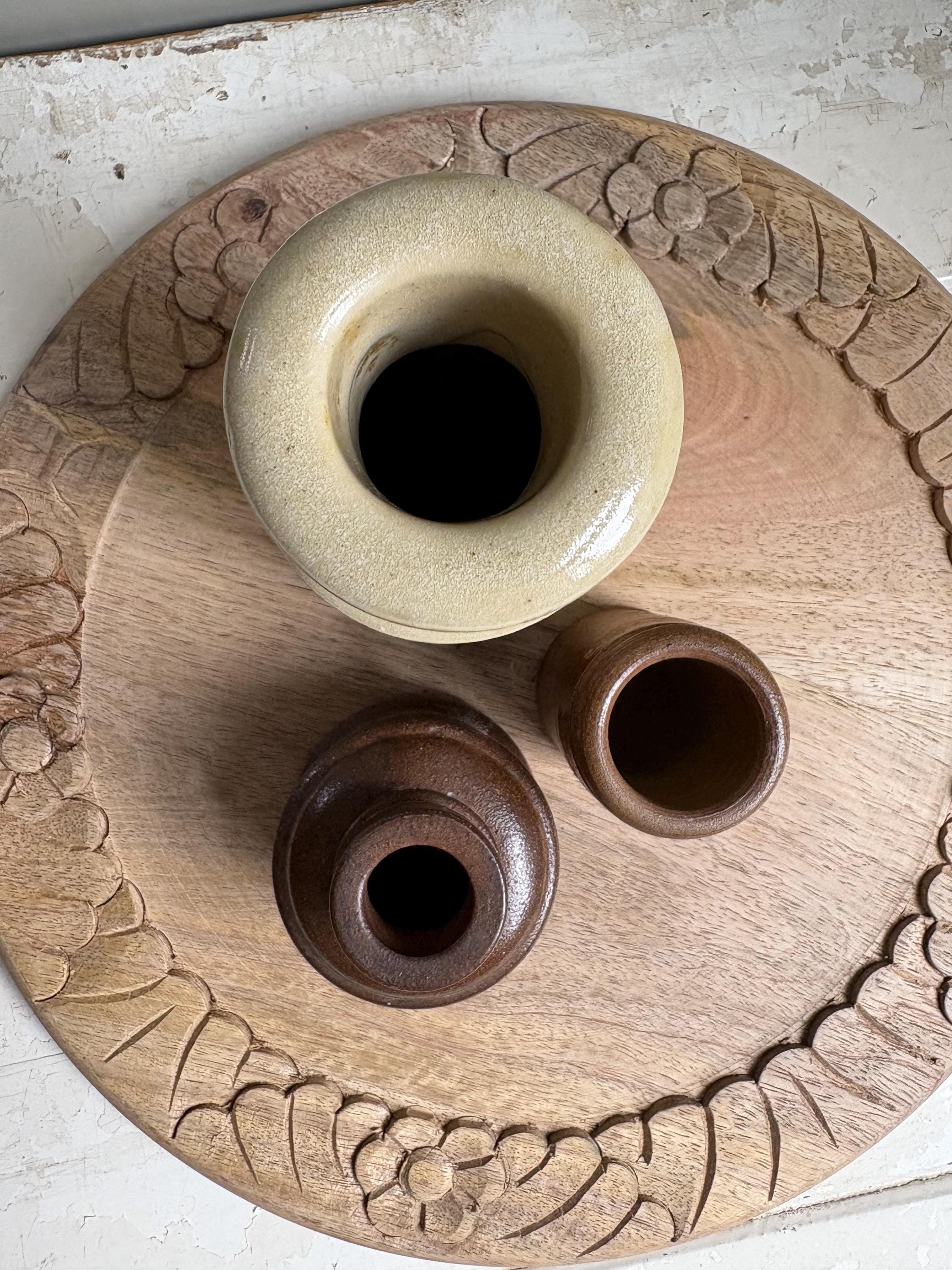 Trio of Three Stoneware Bottles, Price is for all Three.