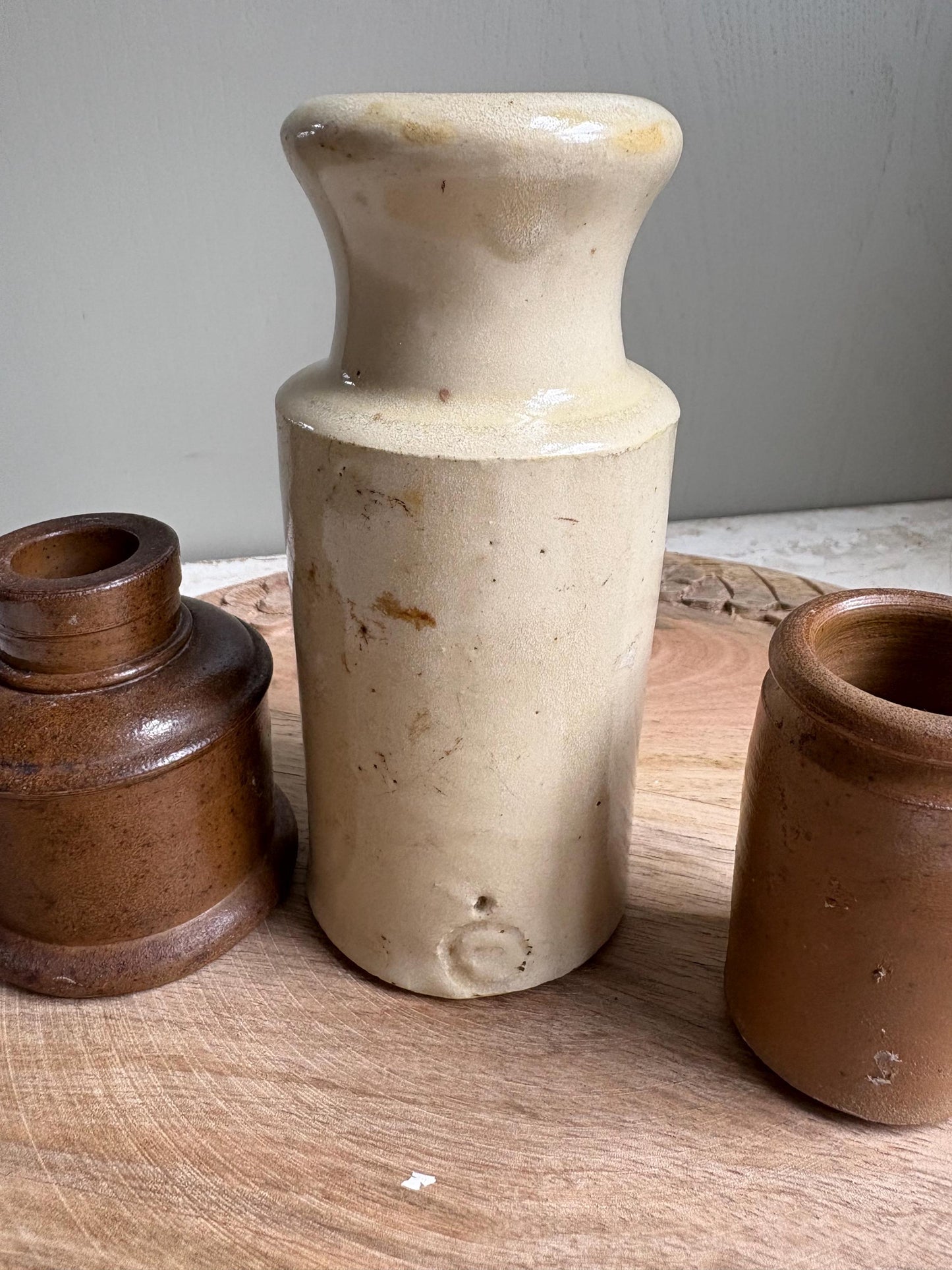 Trio of Three Stoneware Bottles, Price is for all Three.
