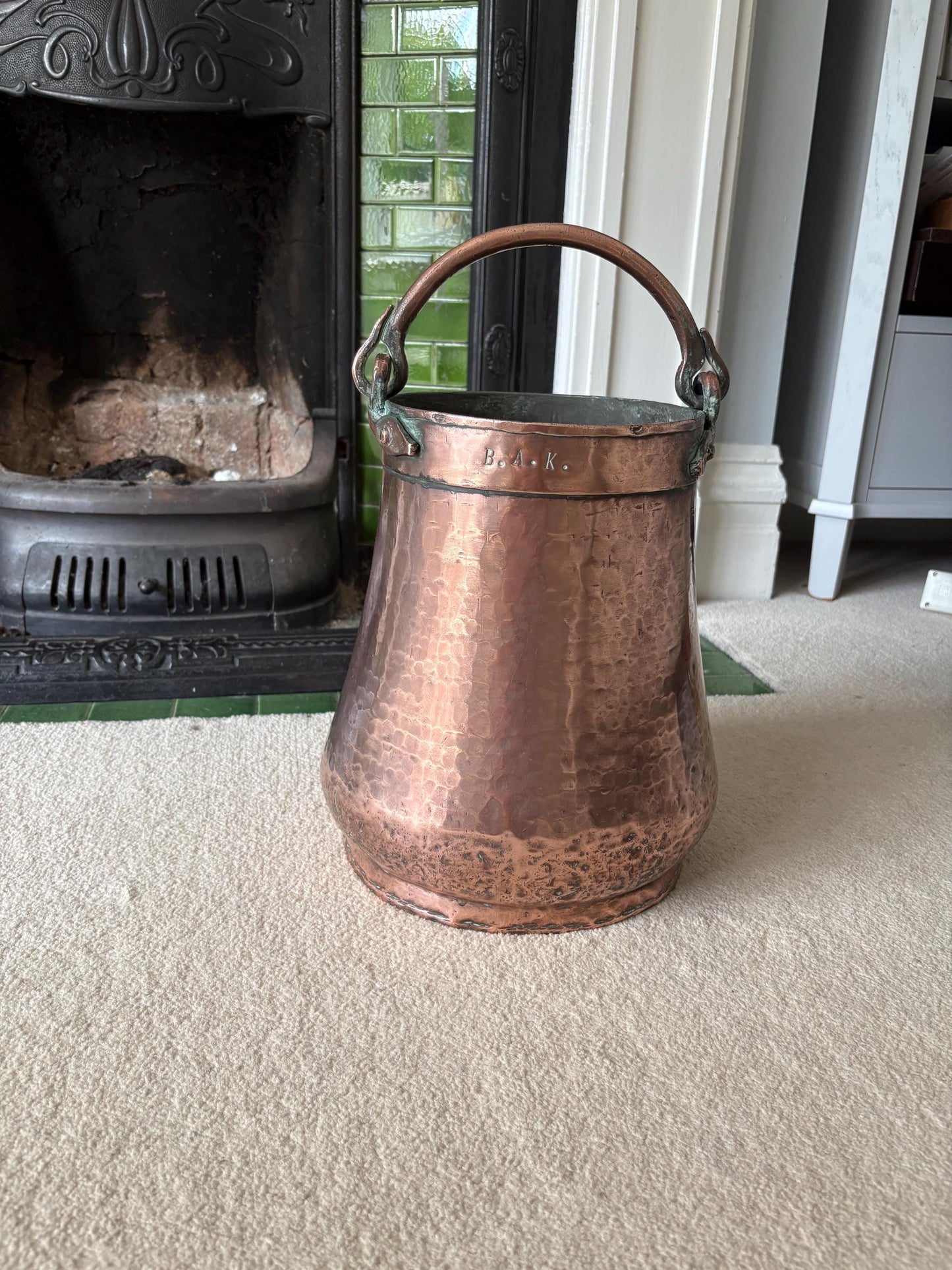 Antique Copper Milk Bucket, Well Bucket -Rustic Decor.