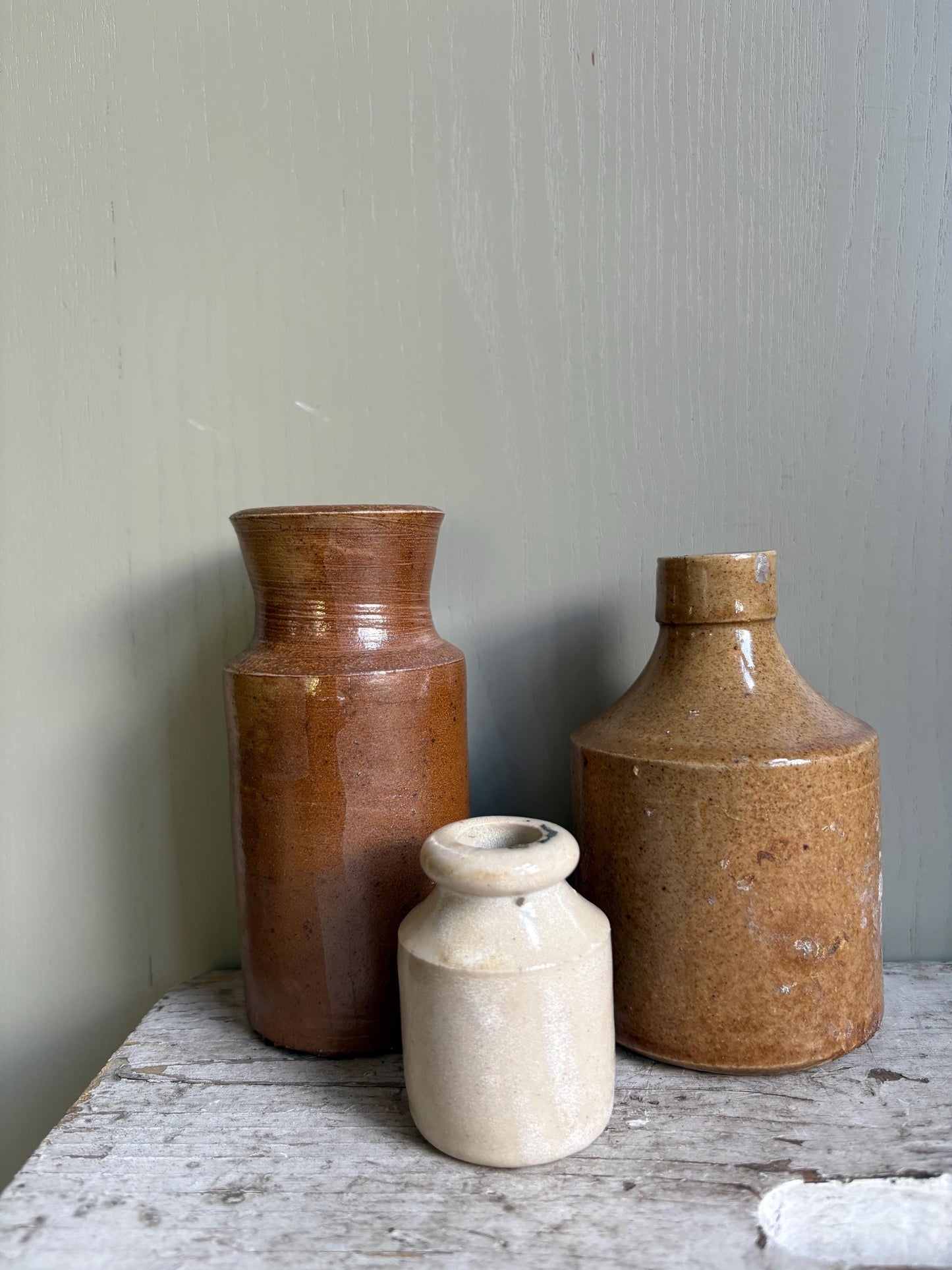 Trio of Stoneware Bottles, Price is for all Three! Bud Vases