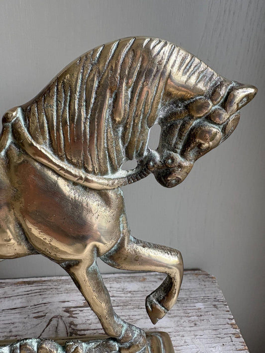 Brass Horse Doorstop, Fireplace decor, Bookend.