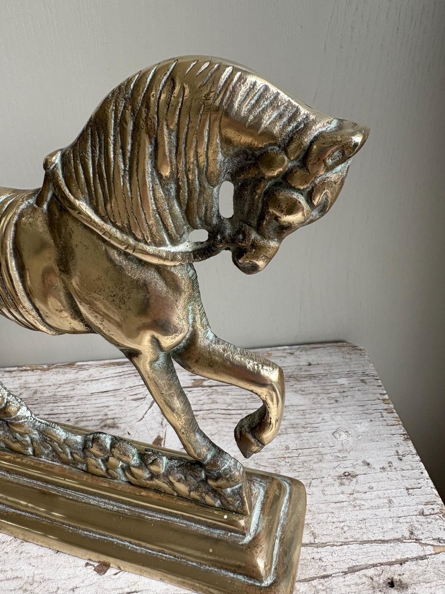 Brass Horse Doorstop, Fireplace decor, Bookend.