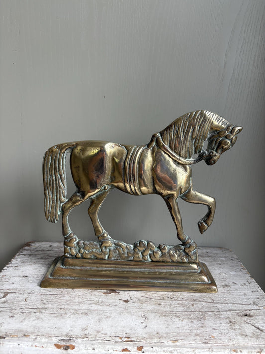 Brass Horse Doorstop, Fireplace decor, Bookend.