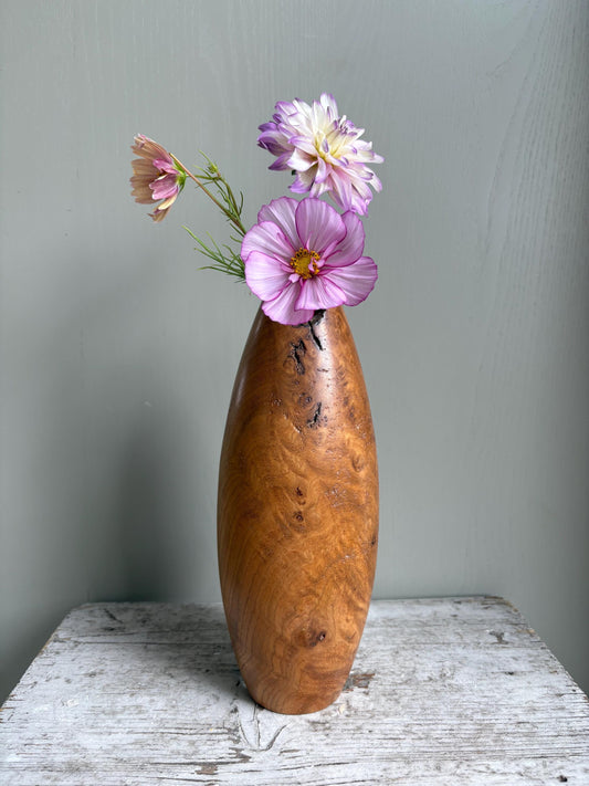 Elm Wooden Vase: Vintage Home Decor, Watertight