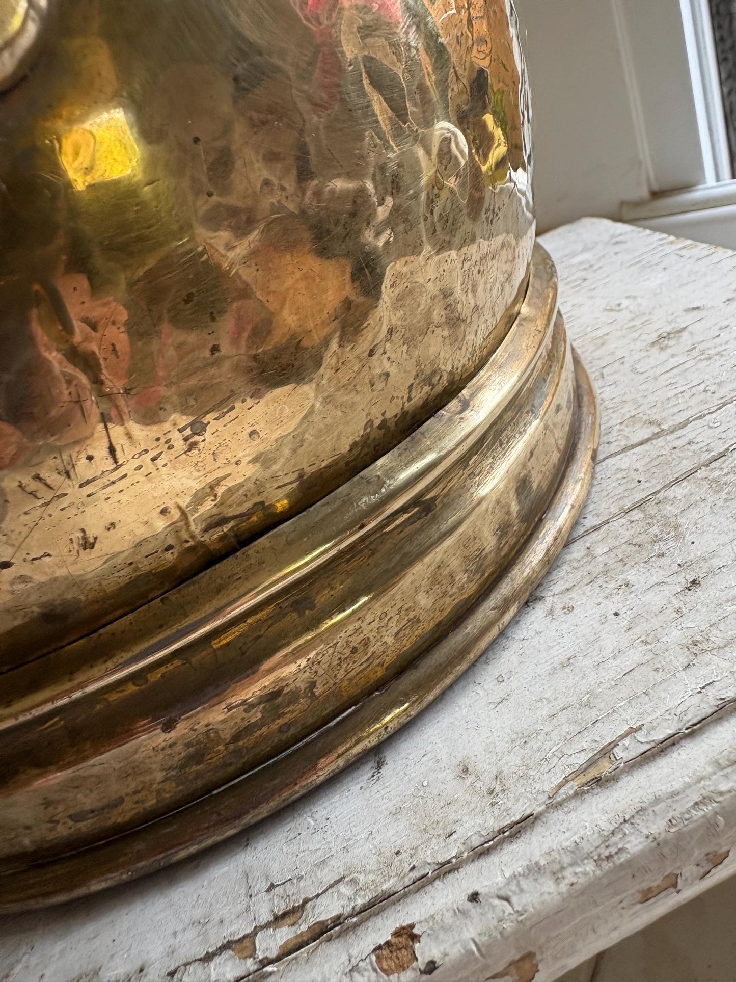 Hammered Brass Coal Bucket: Fireside Log Holder, Planter