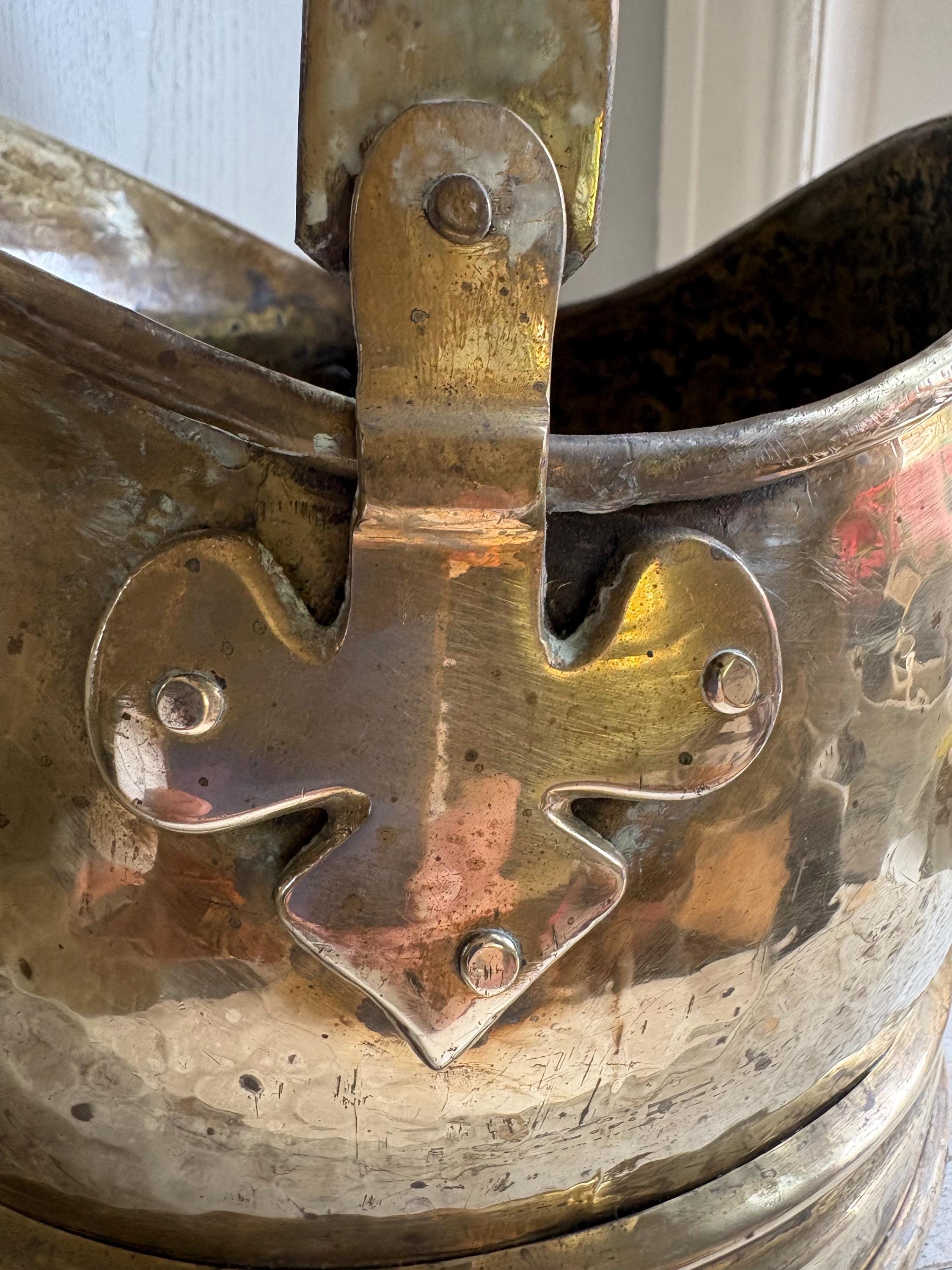 Hammered Brass Coal Bucket: Fireside Log Holder, Planter