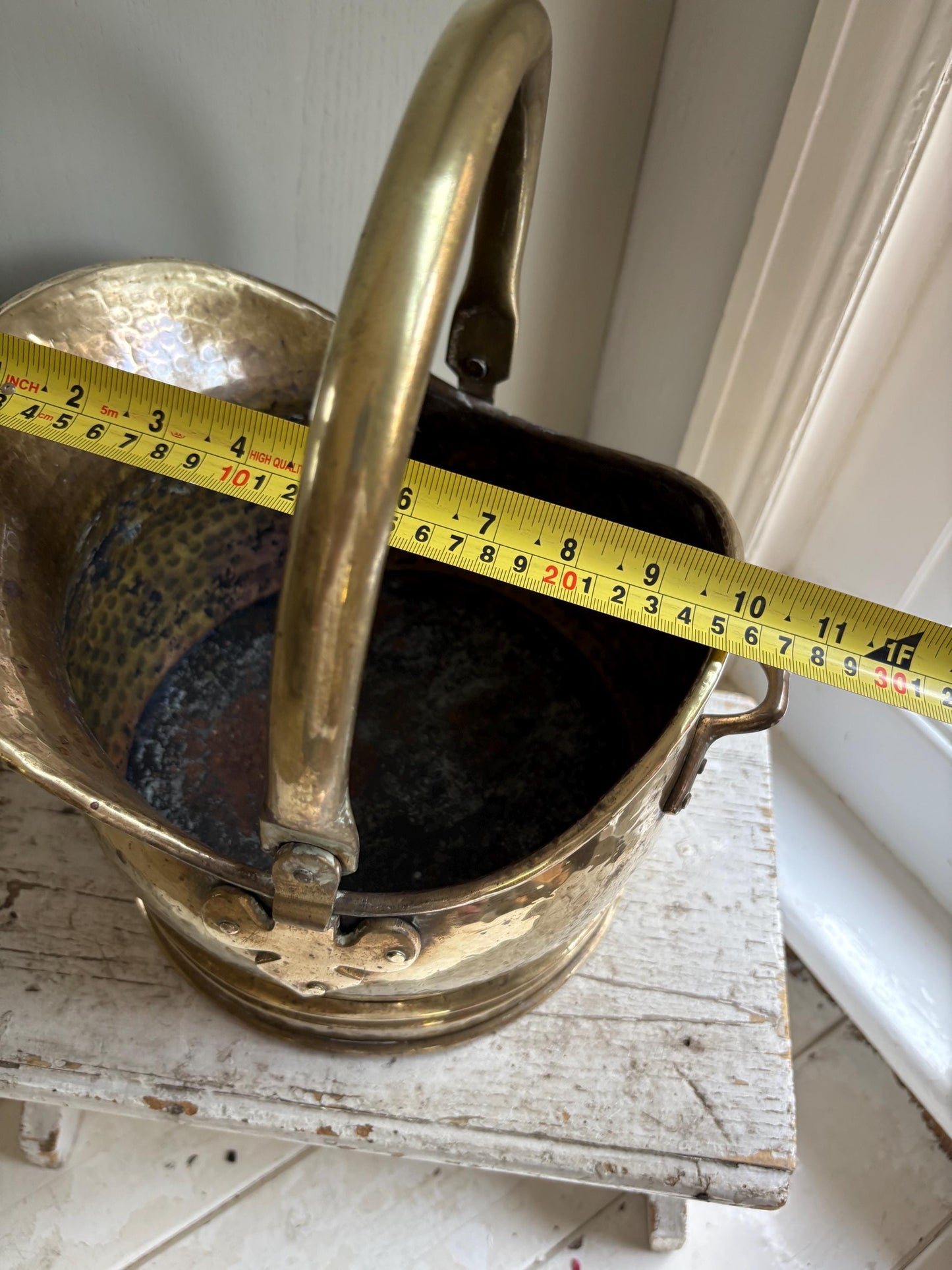 Hammered Brass Coal Bucket: Fireside Log Holder, Planter
