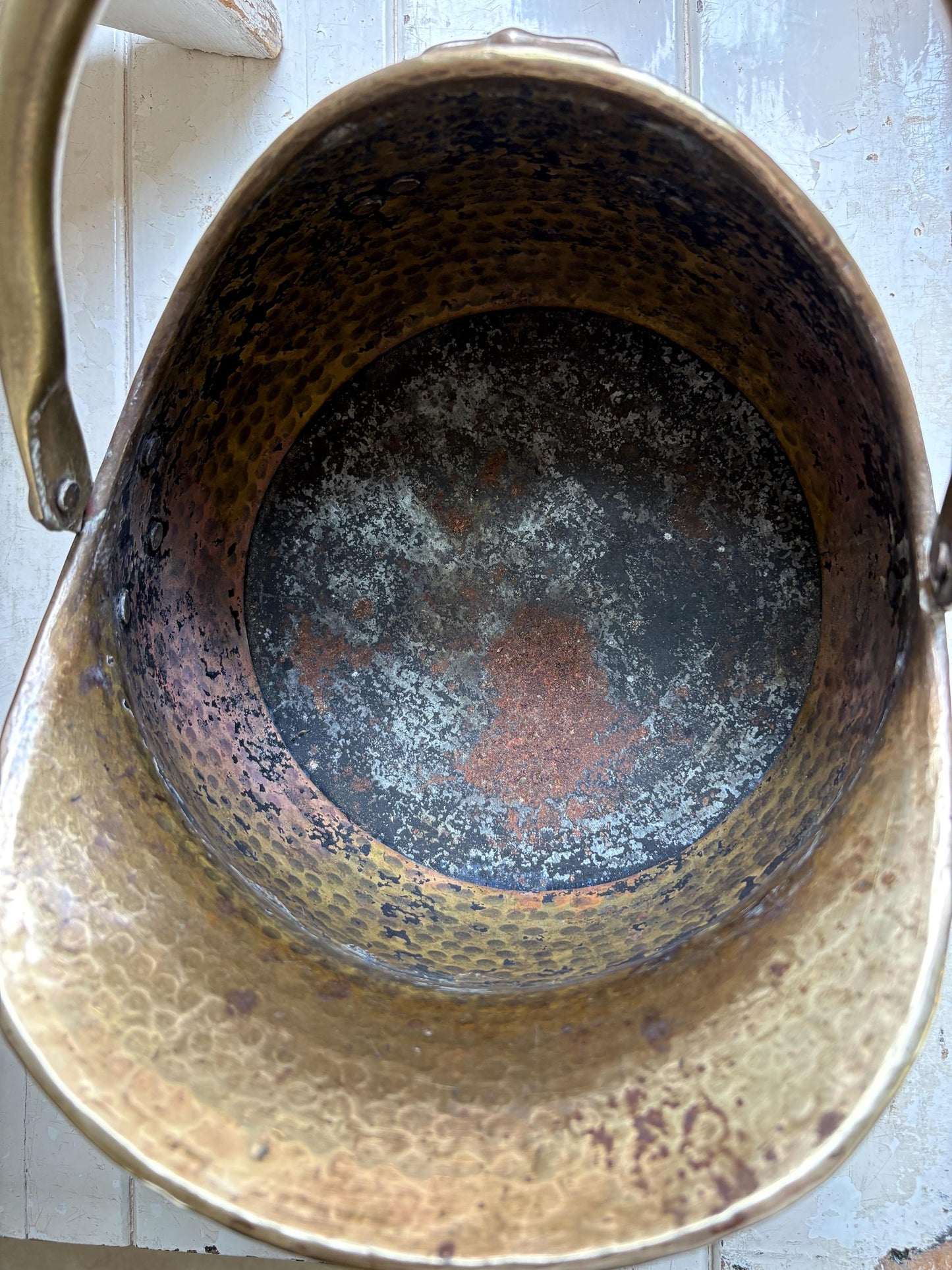 Hammered Brass Coal Bucket: Fireside Log Holder, Planter