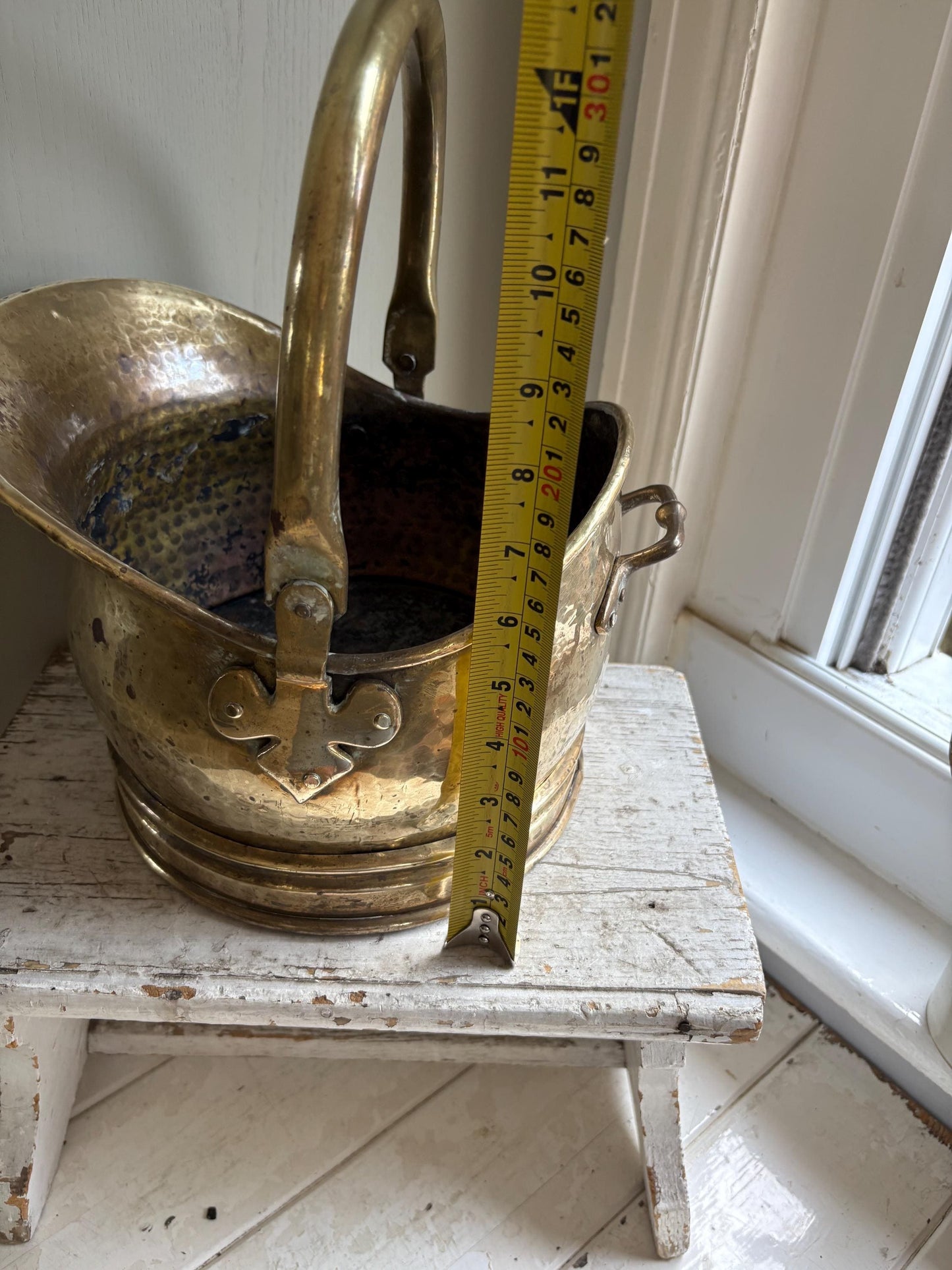 Hammered Brass Coal Bucket: Fireside Log Holder, Planter