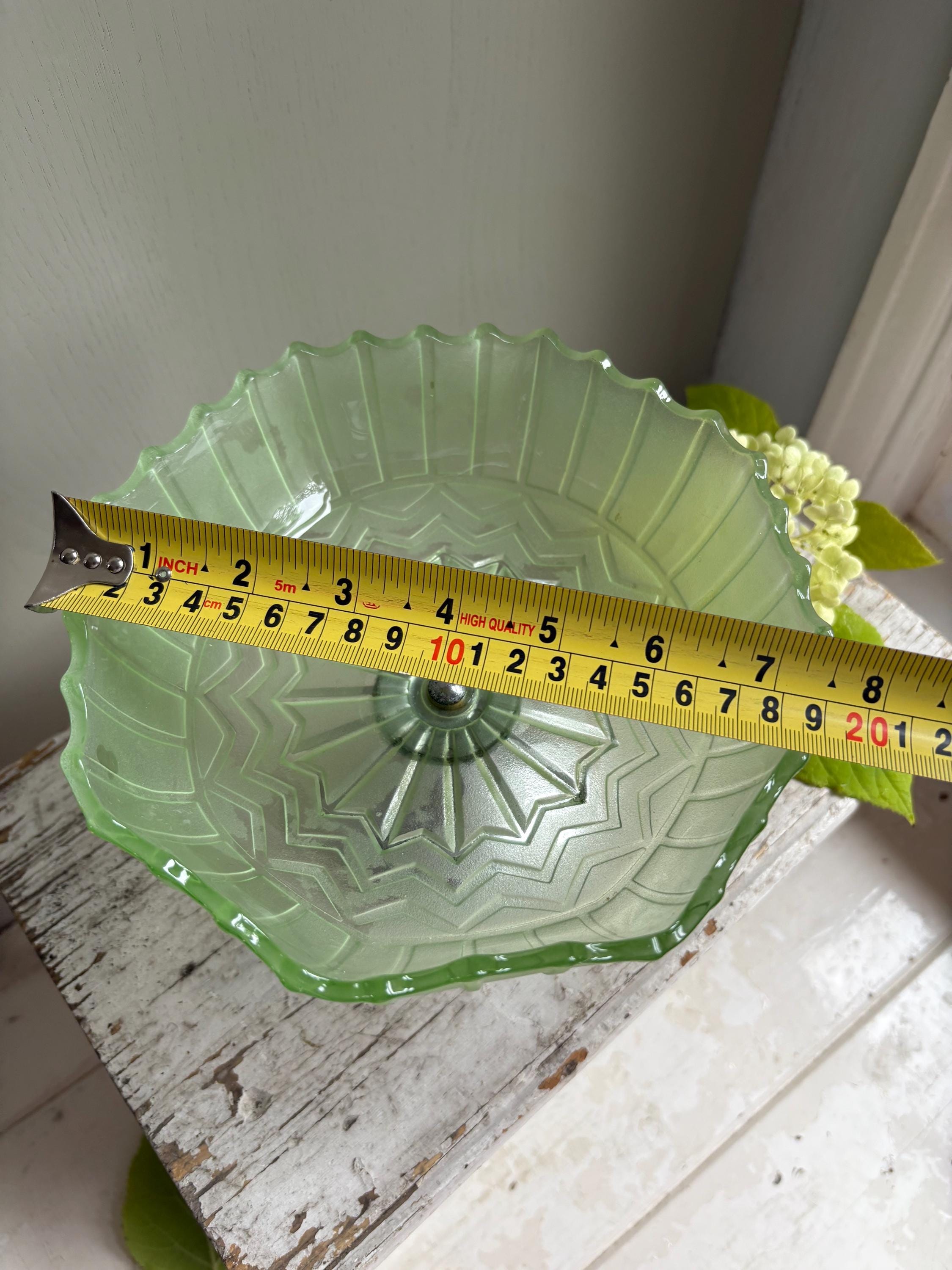 Vintage Footed Green Glass Pedestal Bowl