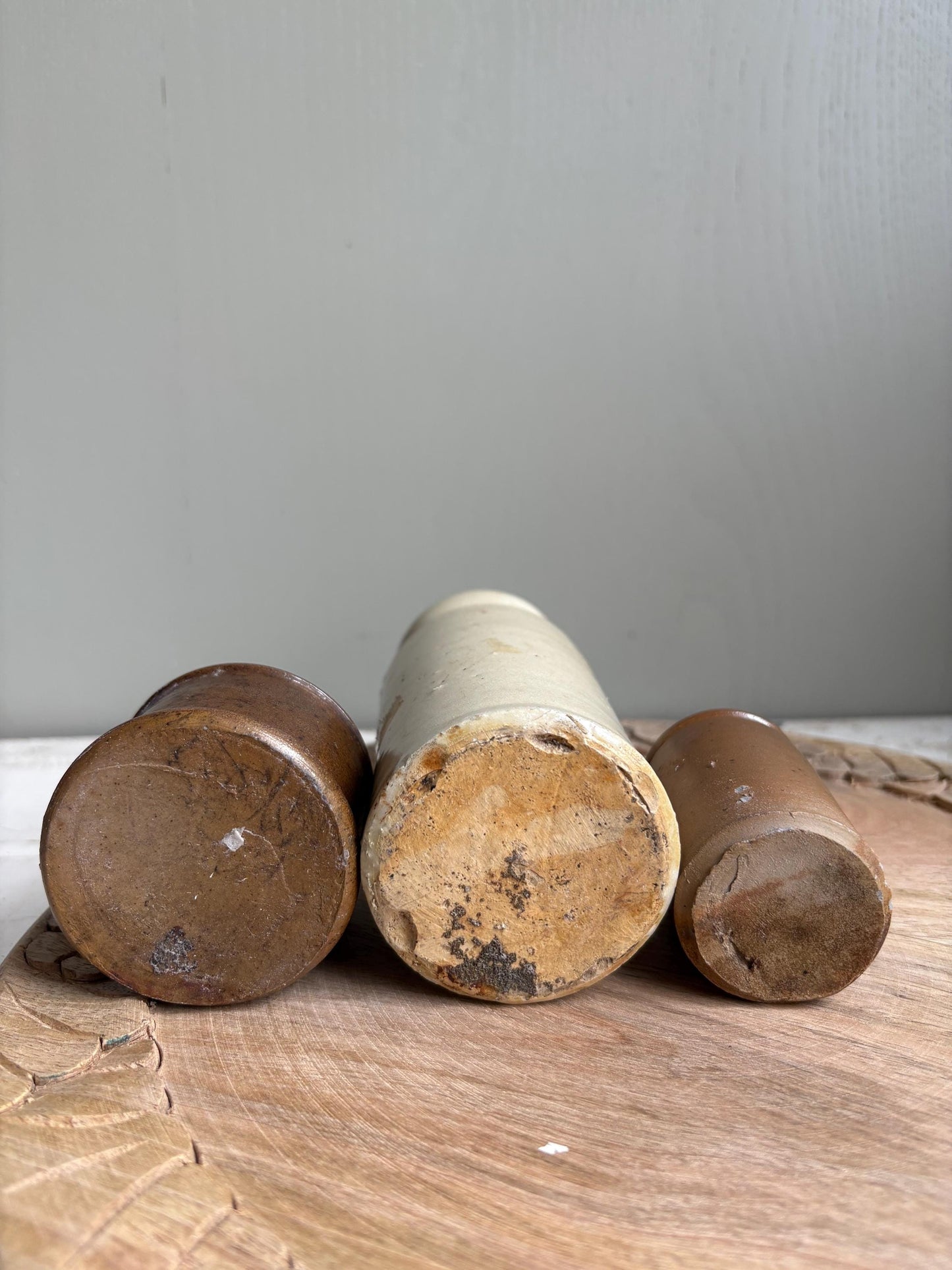 Trio of Three Stoneware Bottles, Price is for all Three.