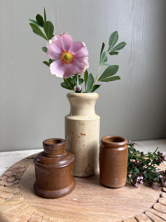 Trio of Three Stoneware Bottles, Price is for all Three.