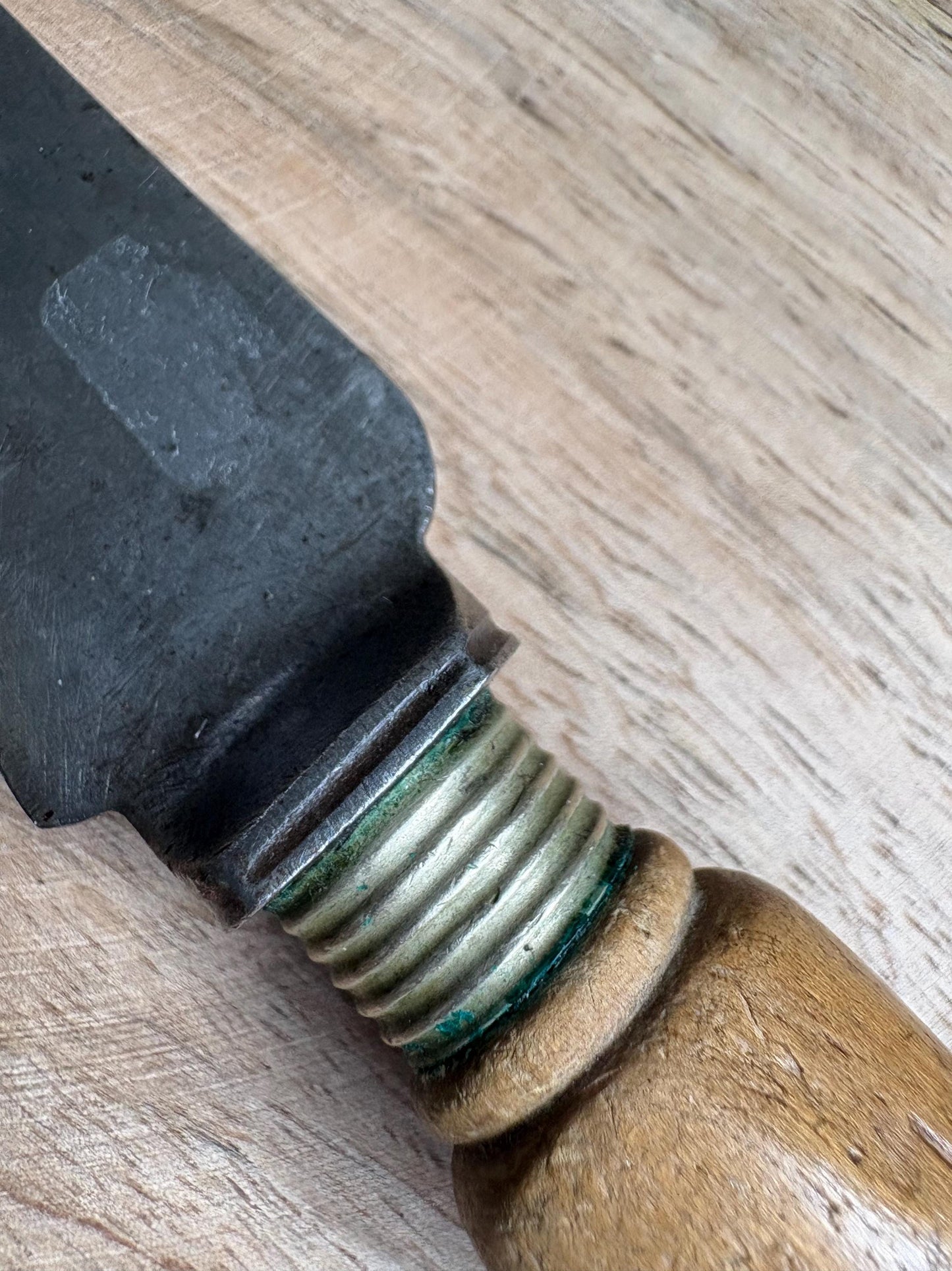 Antique Bead Treen Handle, Old English Bread Cutter.