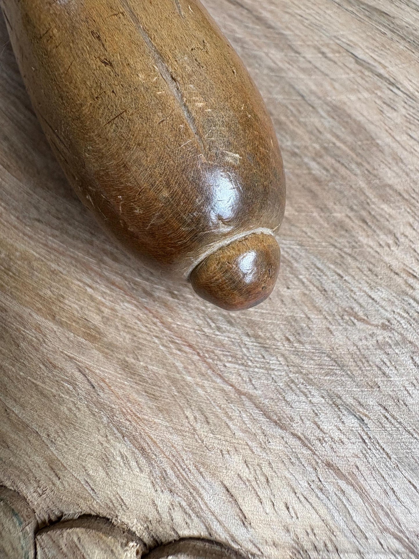 Antique Bead Treen Handle, Old English Bread Cutter.