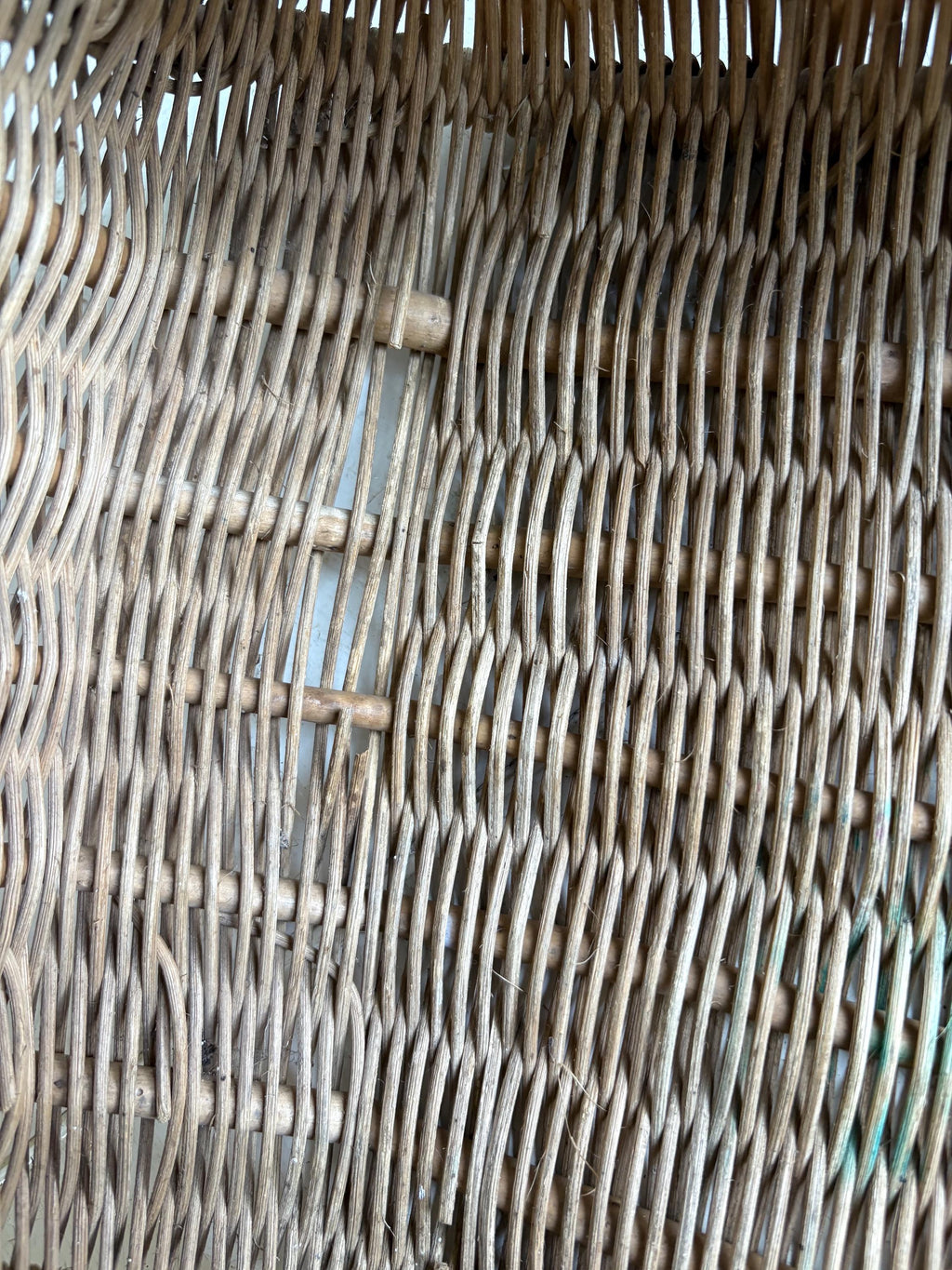 Vintage Wicker Basket with Woven Flowers - 1950s/60s Display Piece