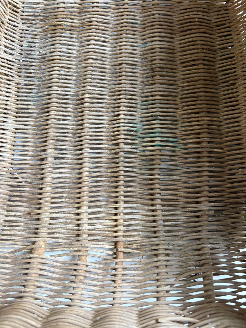 Vintage Wicker Basket with Woven Flowers - 1950s/60s Display Piece