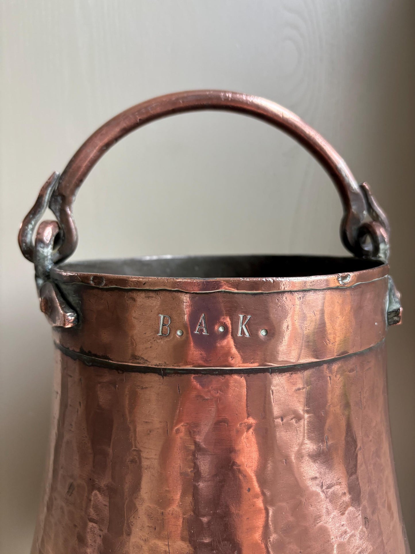 Antique Copper Milk Bucket, Well Bucket -Rustic Decor.