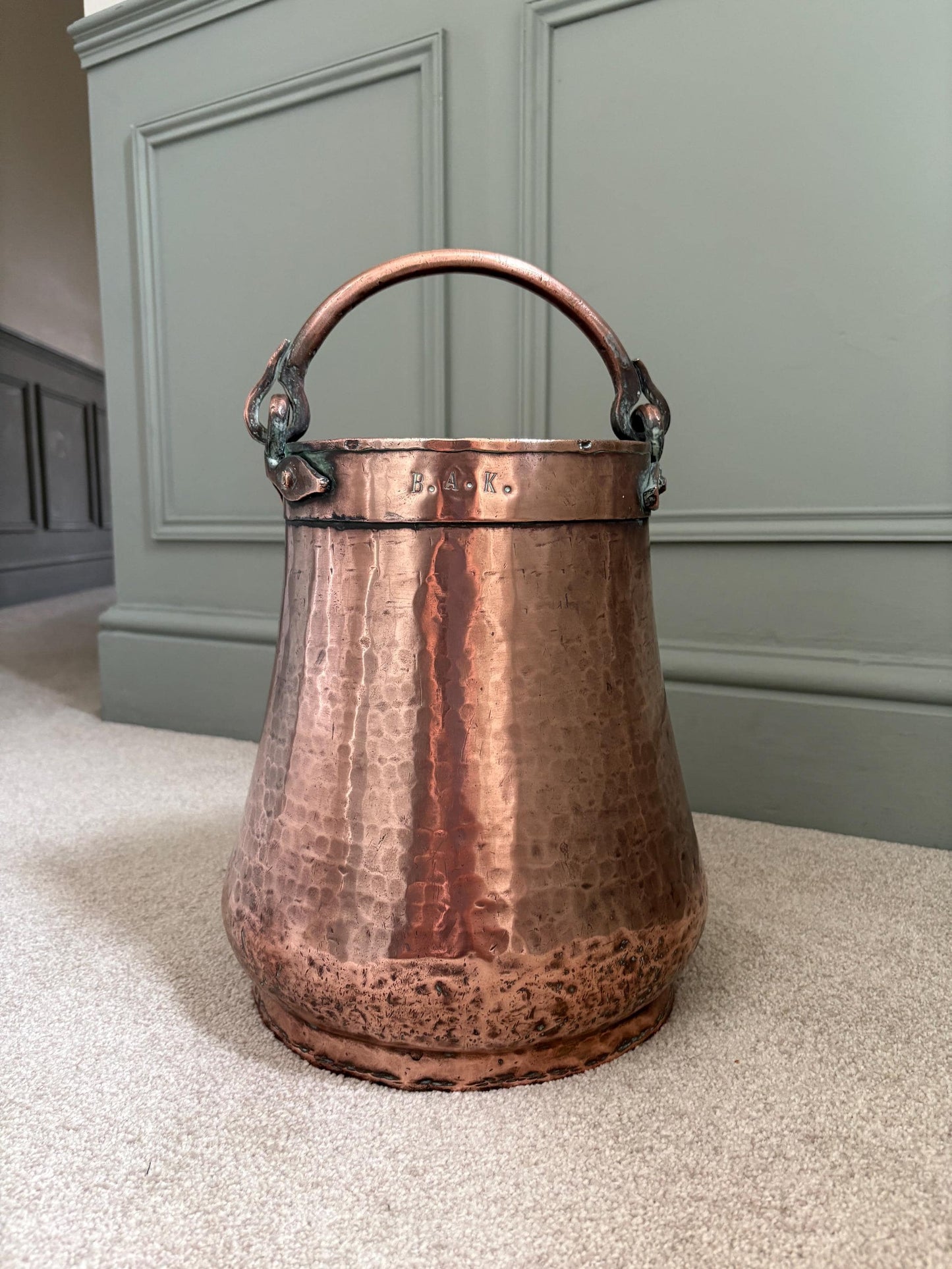 Antique Copper Milk Bucket, Well Bucket -Rustic Decor.