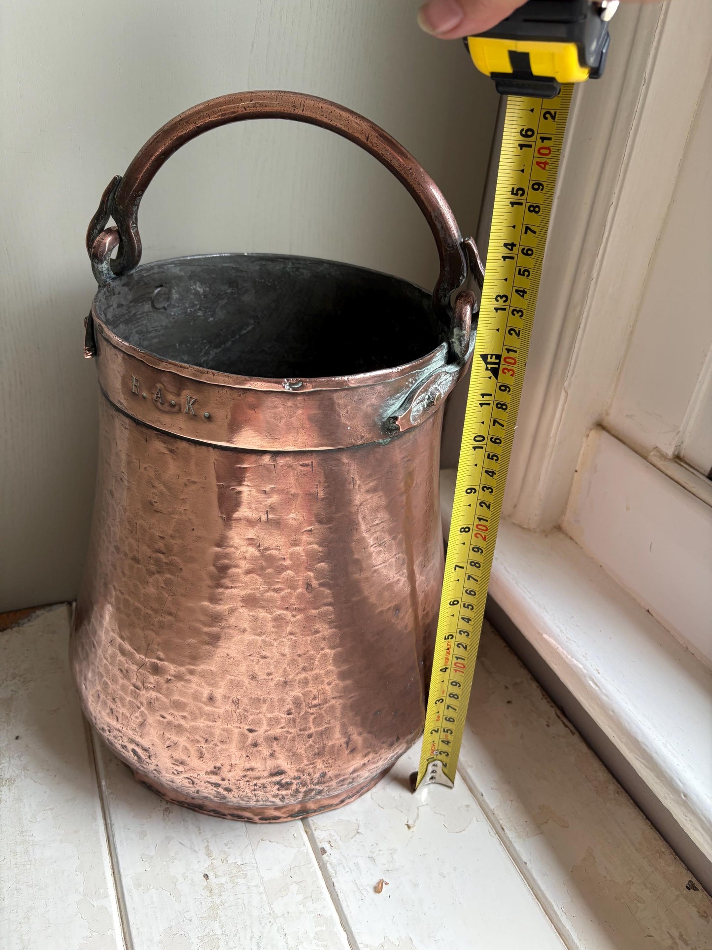 Antique Copper Milk Bucket, Well Bucket -Rustic Decor.