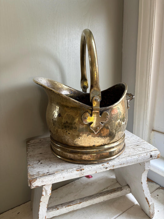 Hammered Brass Coal Bucket: Fireside Log Holder, Planter