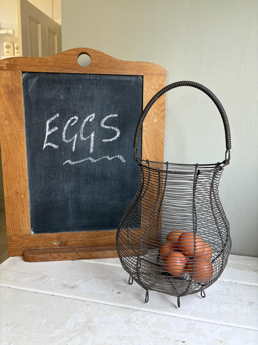 Vintage Wire Egg Basket: Rustic Farmhouse Kitchen Decor