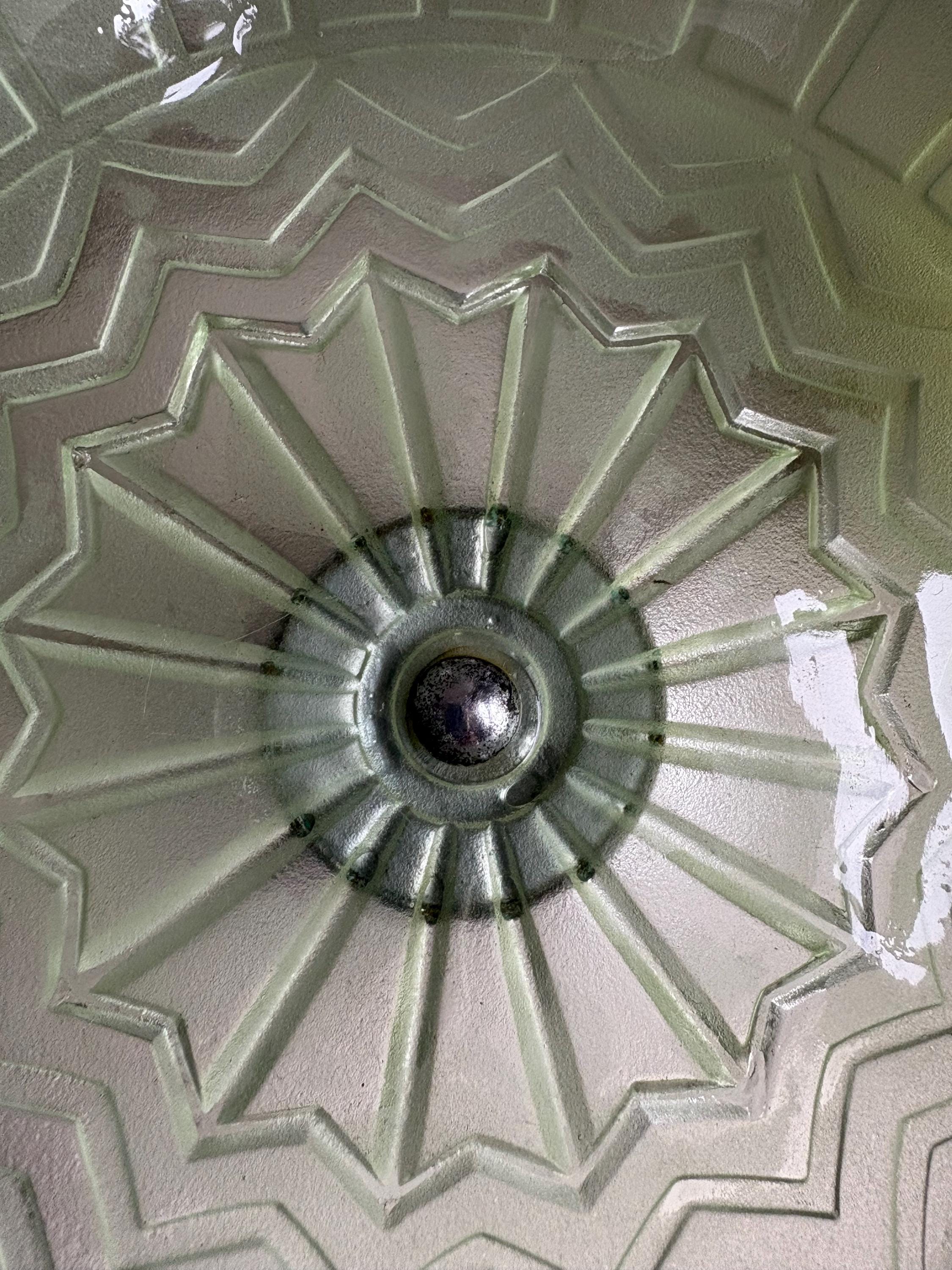 Vintage Footed Green Glass Pedestal Bowl