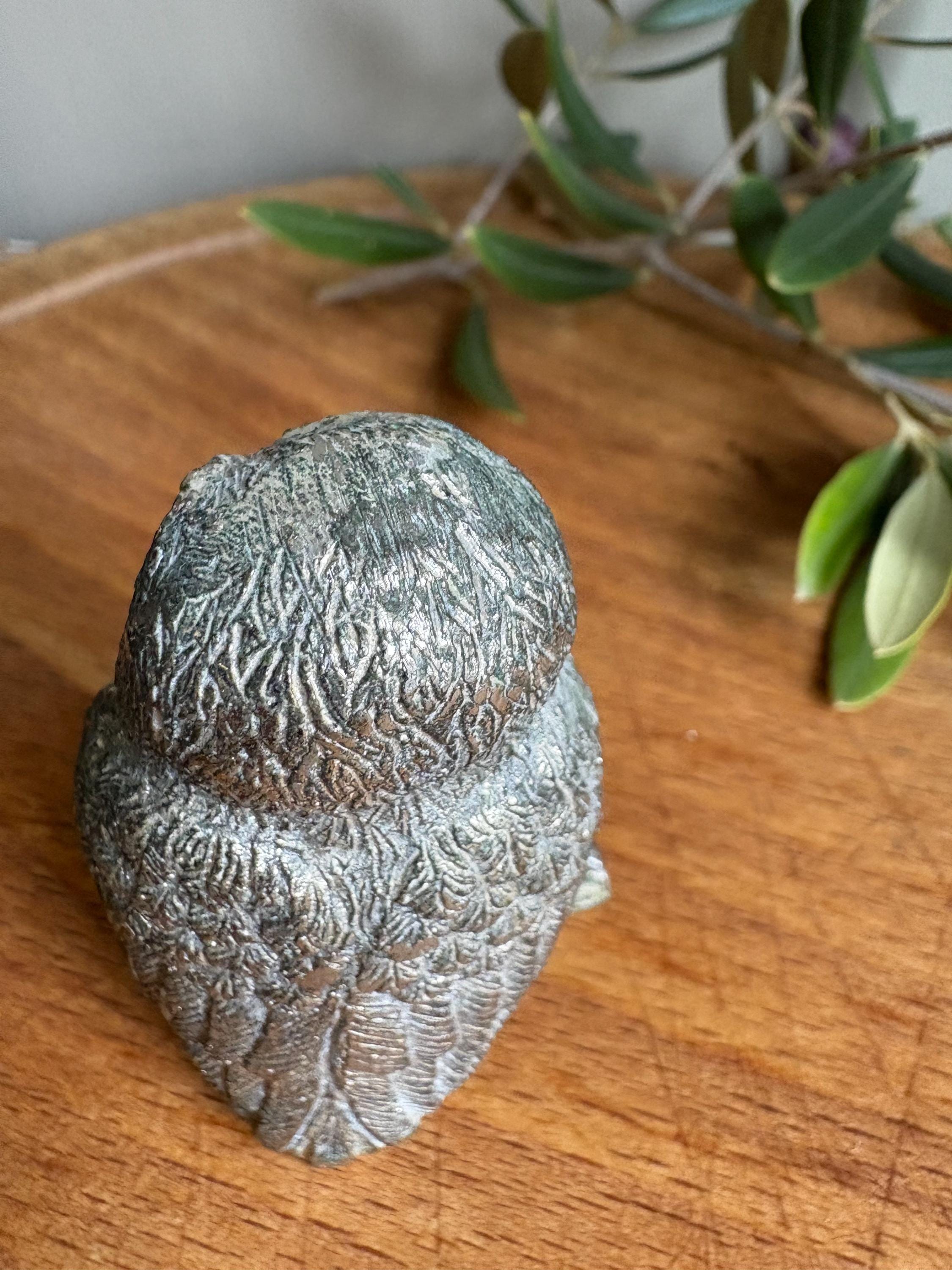 Owl Ornament, Vintage White Metal Owl