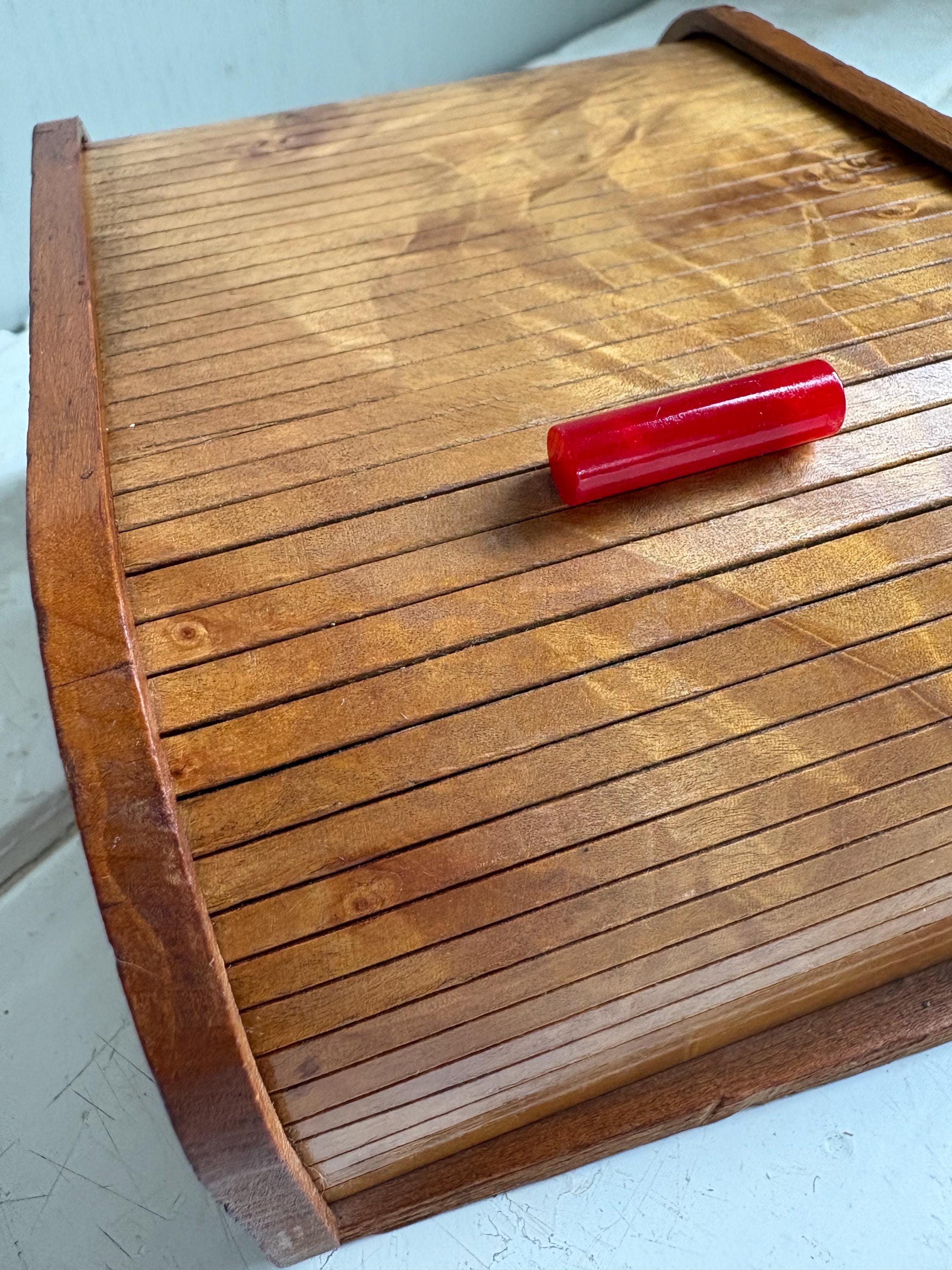 Roll Top Trinket Box: Tambour Sliding Lid, Vintage Decorative Box
