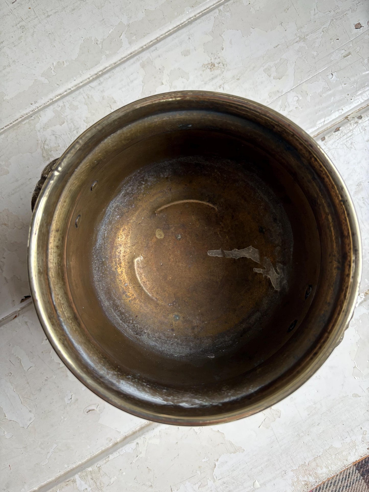 Brass Planter - Three footed plant pot with side handles, Indoor house planter.