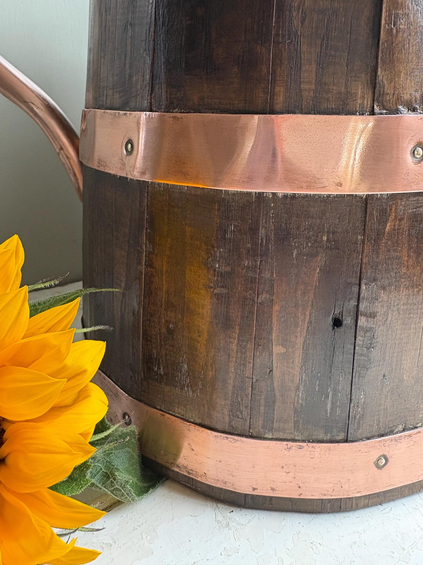 Coopered Oak and Copper Cider Jug, Ale Jug