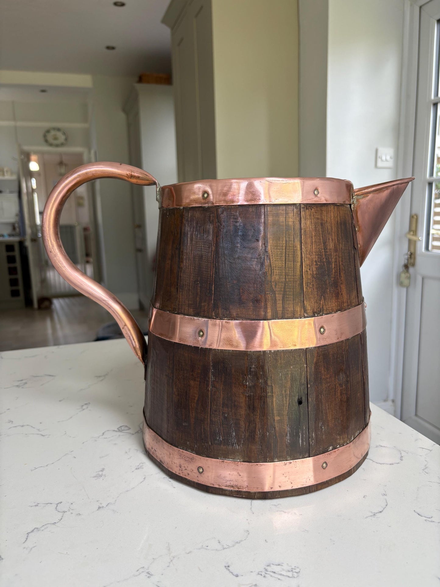 Coopered Oak and Copper Cider Jug, Ale Jug