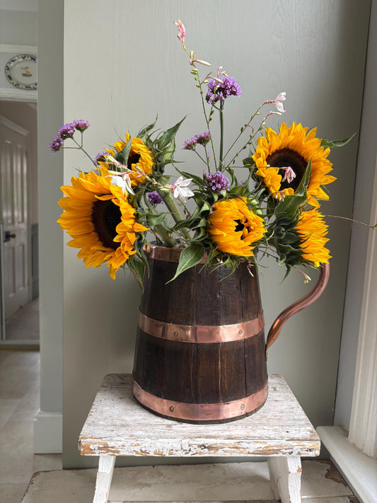 Coopered Oak and Copper Cider Jug, Ale Jug