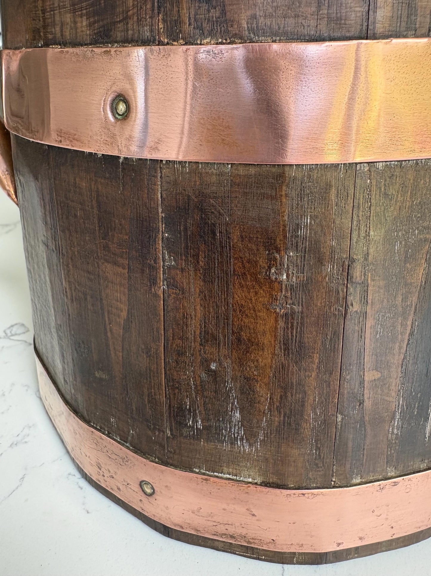 Coopered Oak and Copper Cider Jug, Ale Jug