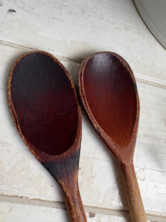 Pair of Old Wooden Spoons