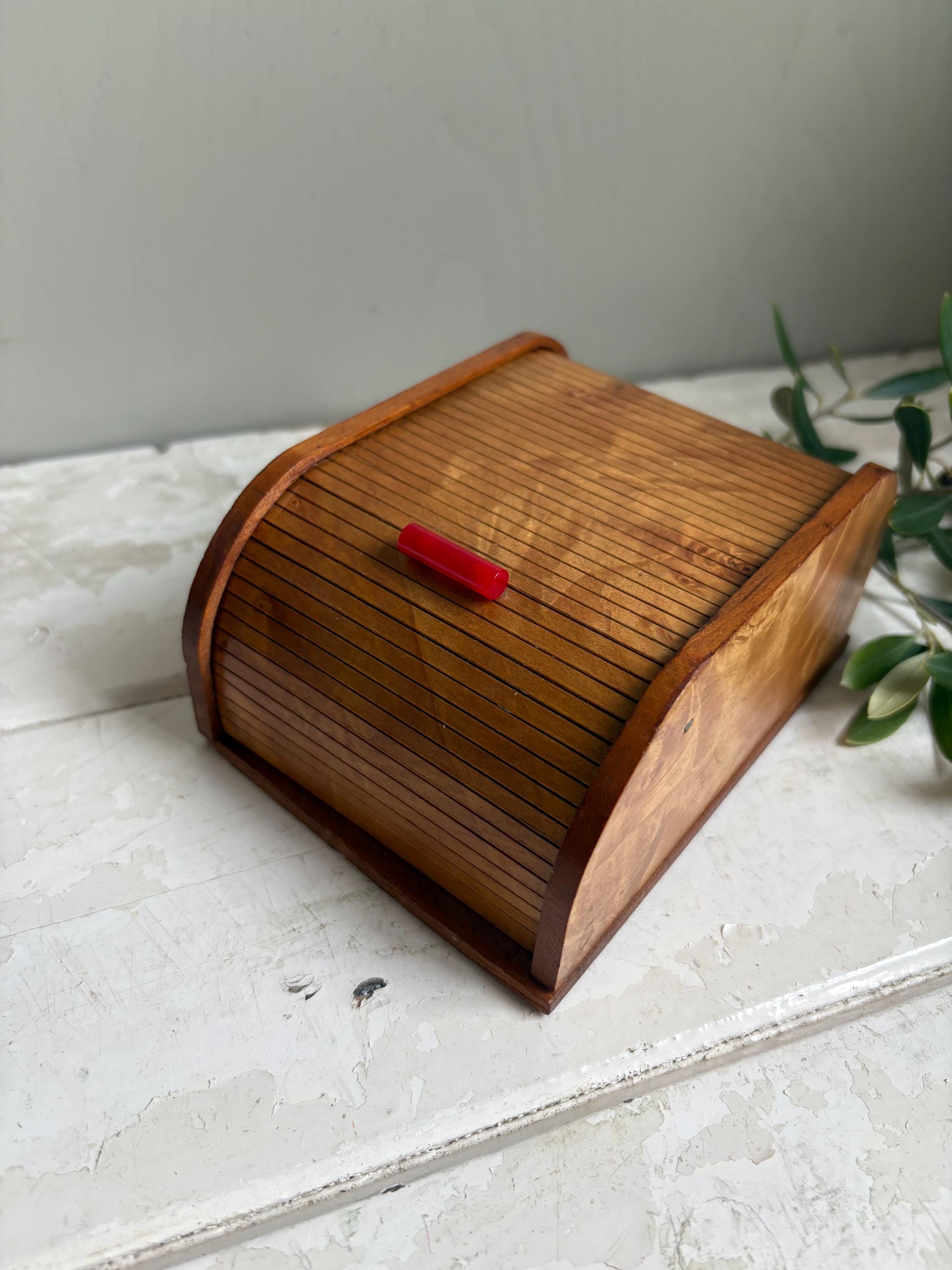 Roll Top Trinket Box: Tambour Sliding Lid, Vintage Decorative Box