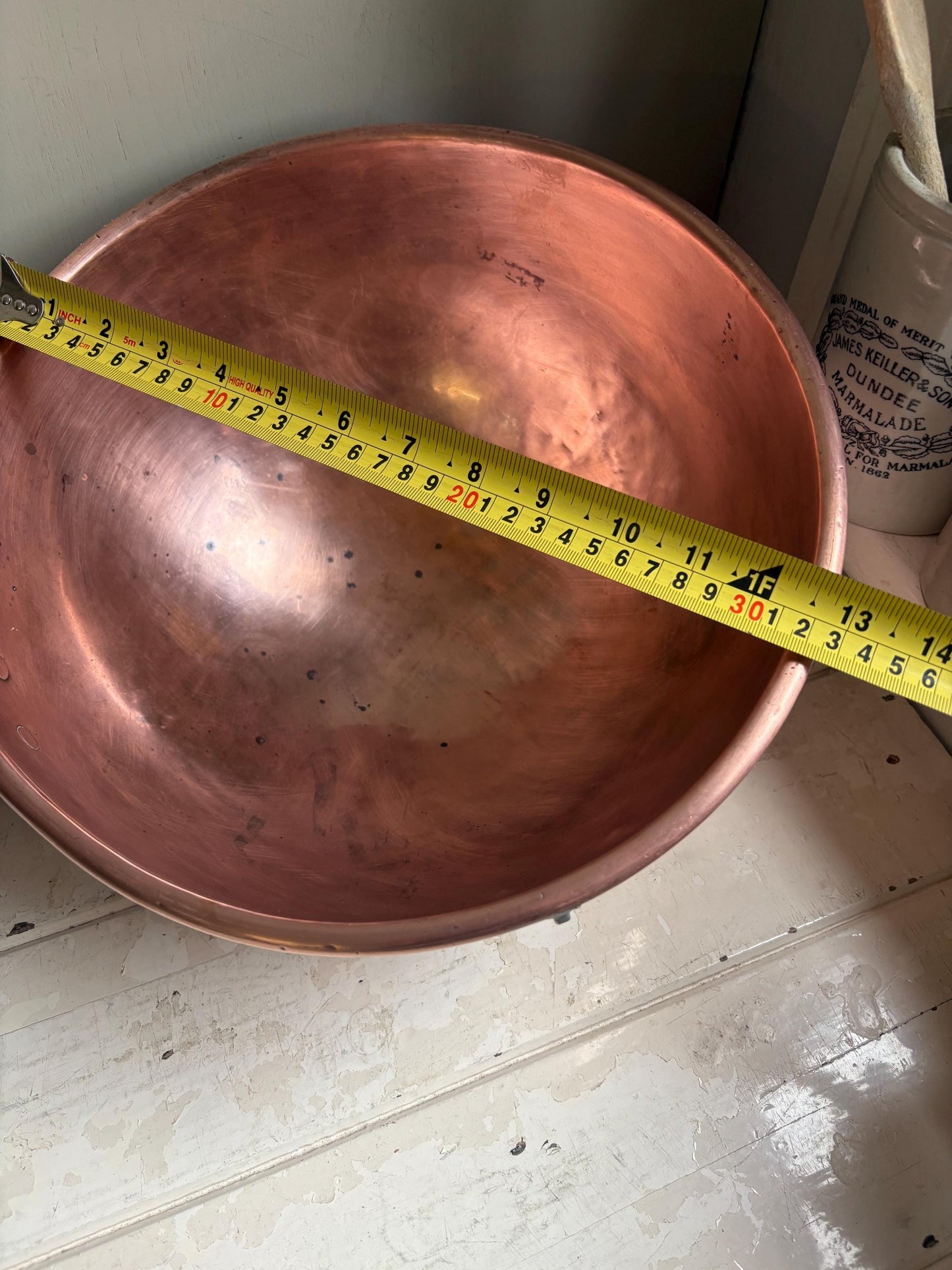 Large Copper Mixing Bowl, Vintage Kitchenalia