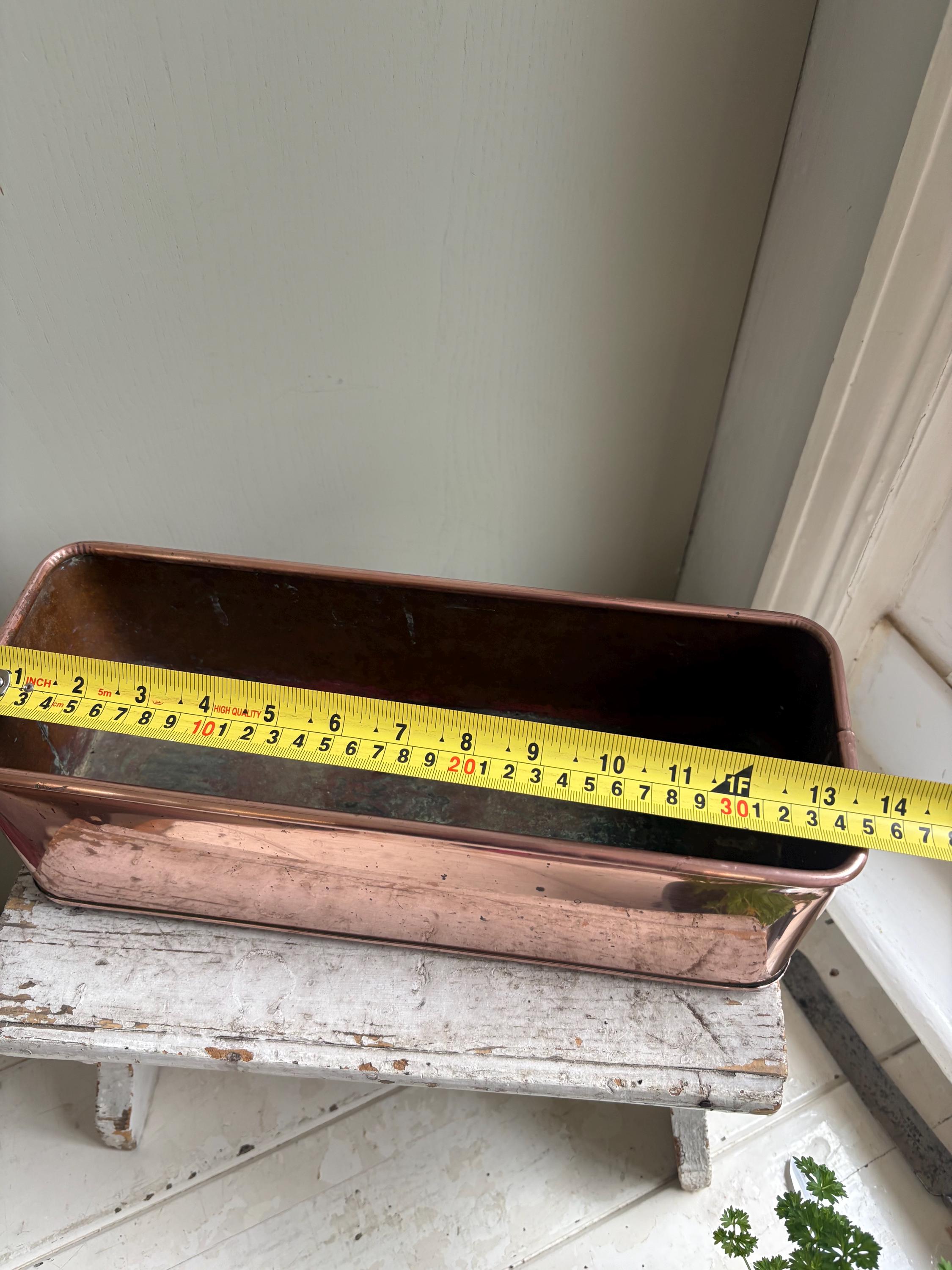 Vintage Copper Trough Planter: Kitchen Herb Windowsill Decor