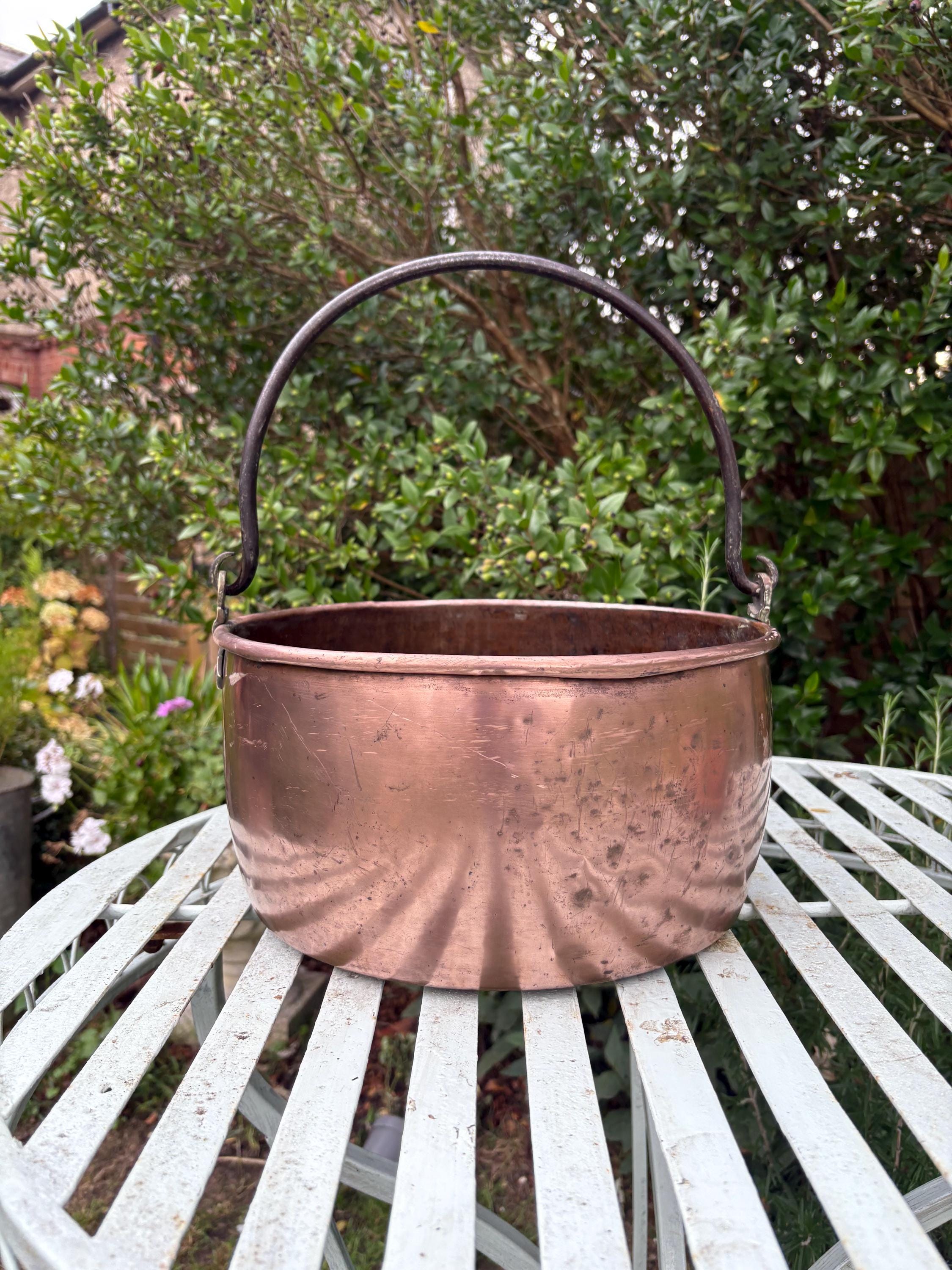 Copper Cauldron, Log Bucket, Vintage Copper Pot